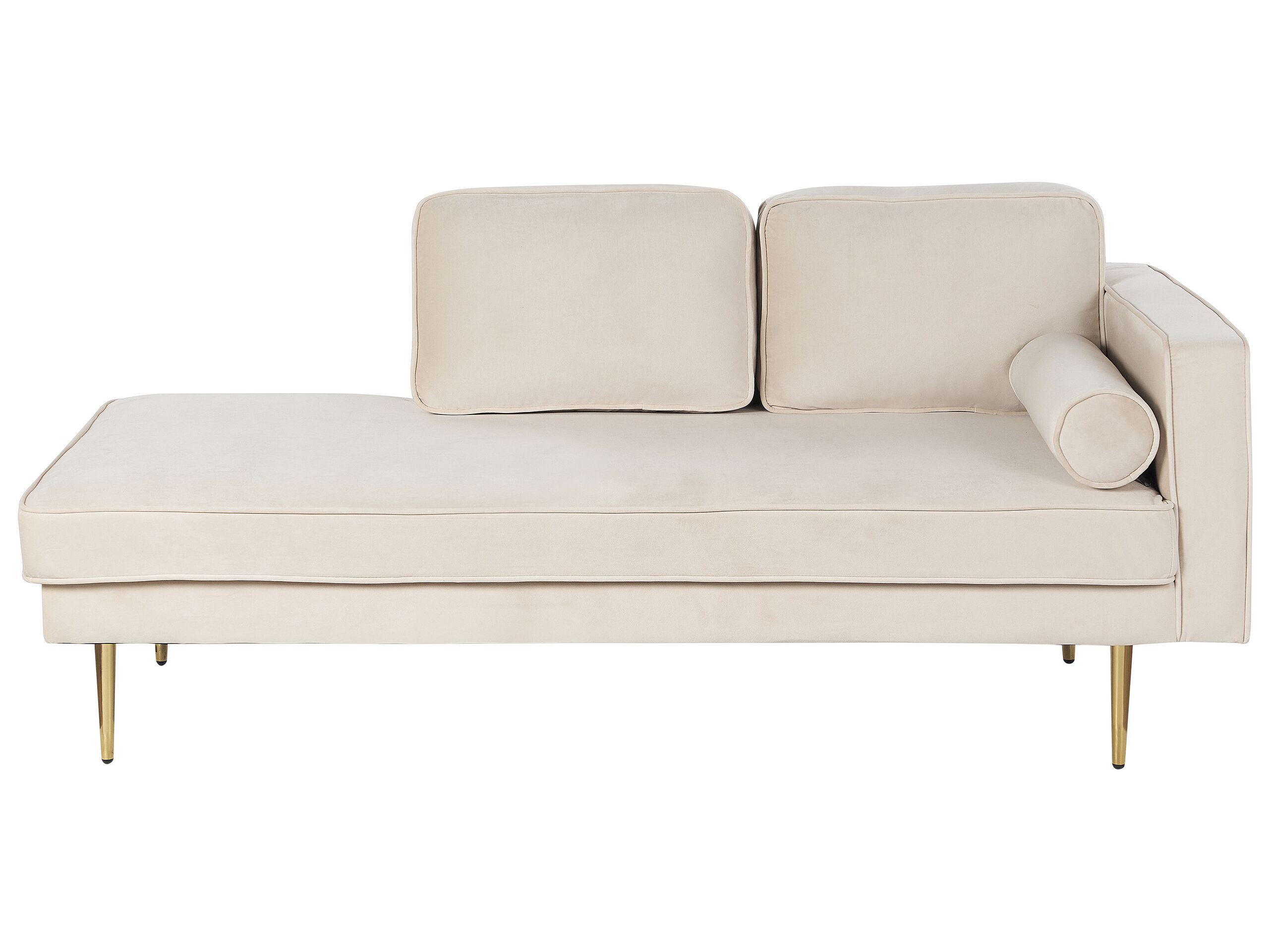 Right Hand Velvet Chaise Lounge Beige MIRAMAS - Gemini Interiors