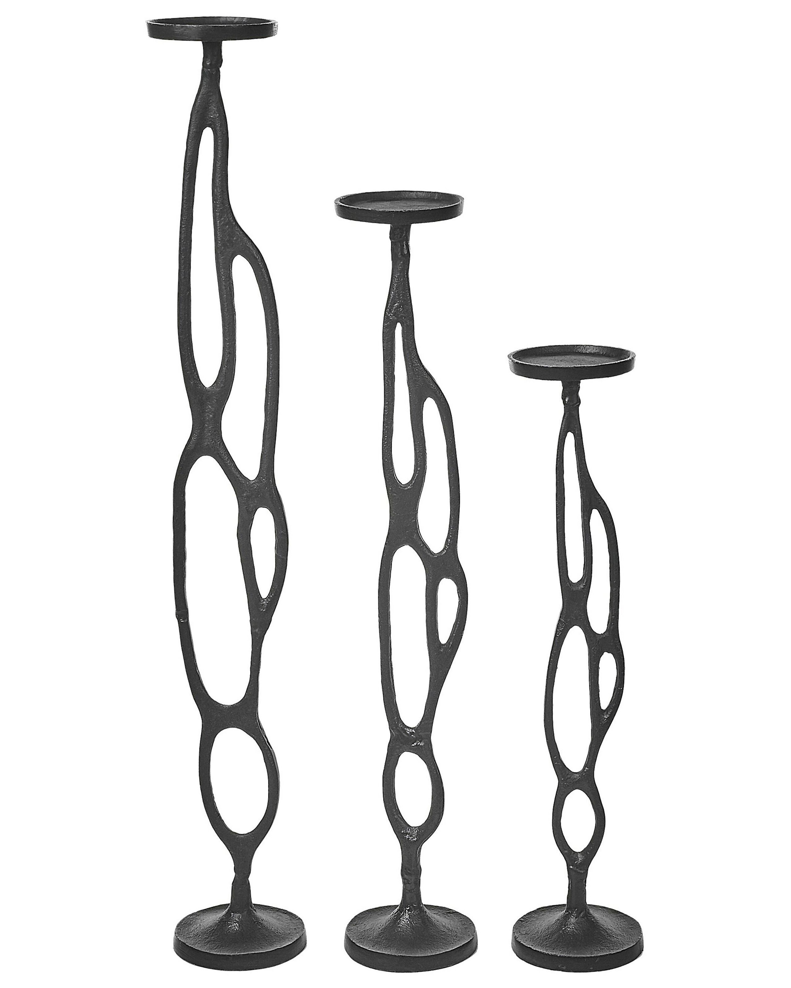 Set of 3 Candlesticks Black - Gemini Interiors