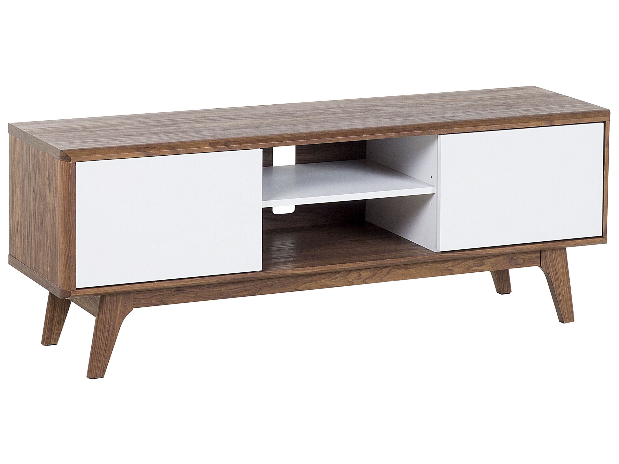 TV Stand Dark Wood with White ROCHESTER - Gemini Interiors