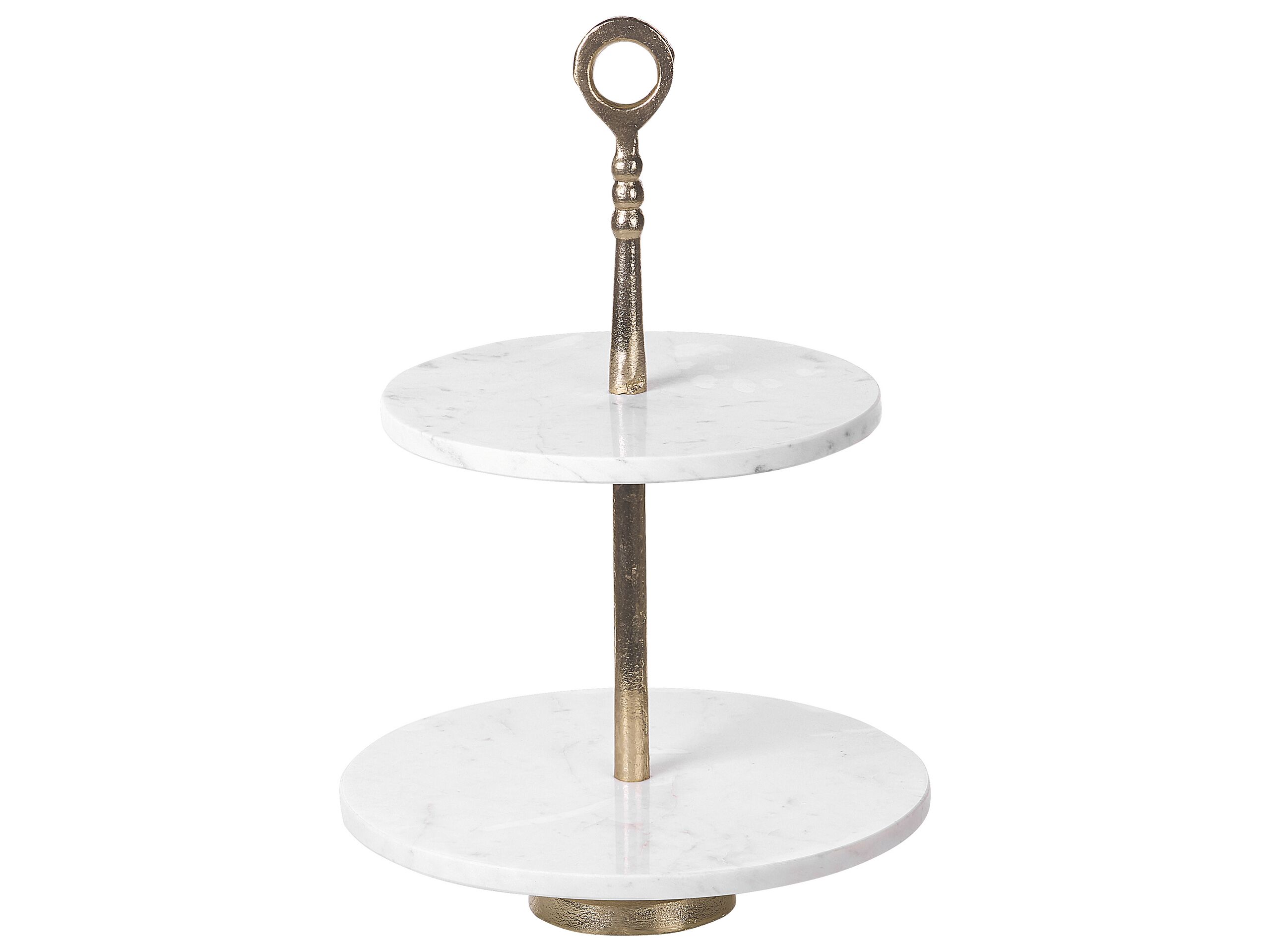 2-Tiered Dessert Stand Gold and White TARUM - Gemini Interiors