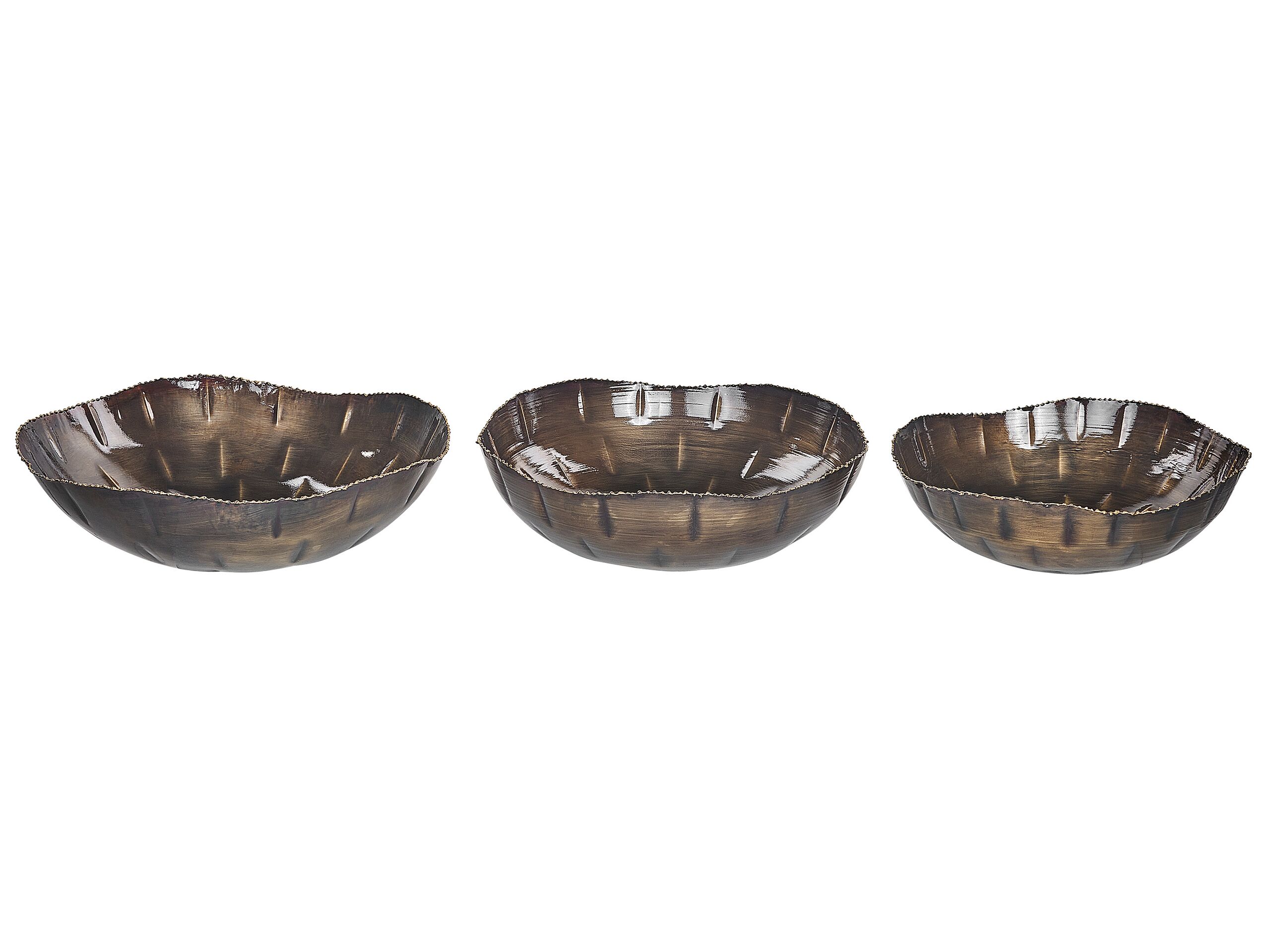 Set of 3 Decorative Bowls Brass - Gemini Interiors