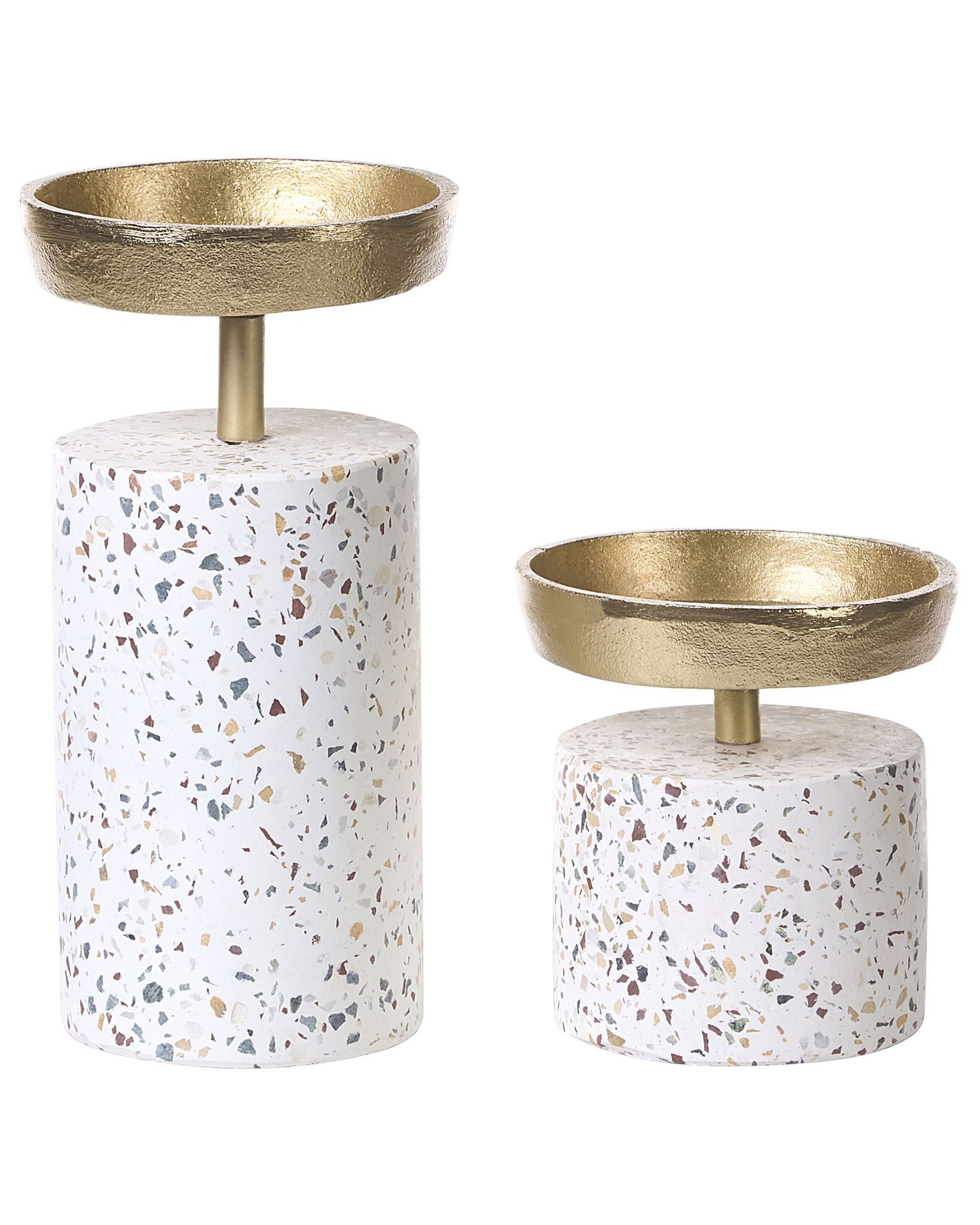Set of 2 Terrazzo Candle Holders Gold - Gemini Interiors