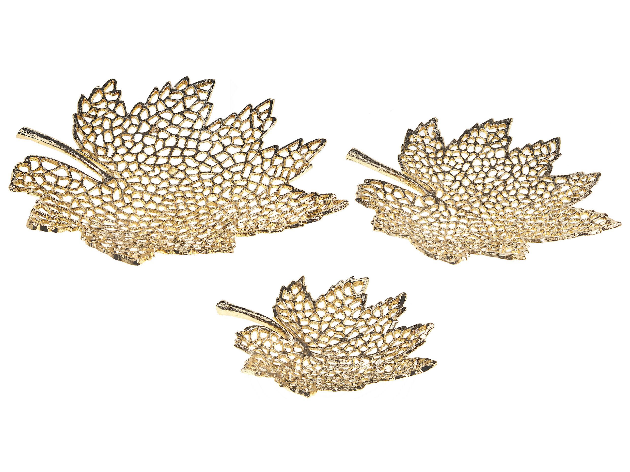 Set of 3 Trinket Dishes Maple Leaf Gold - Gemini Interiors