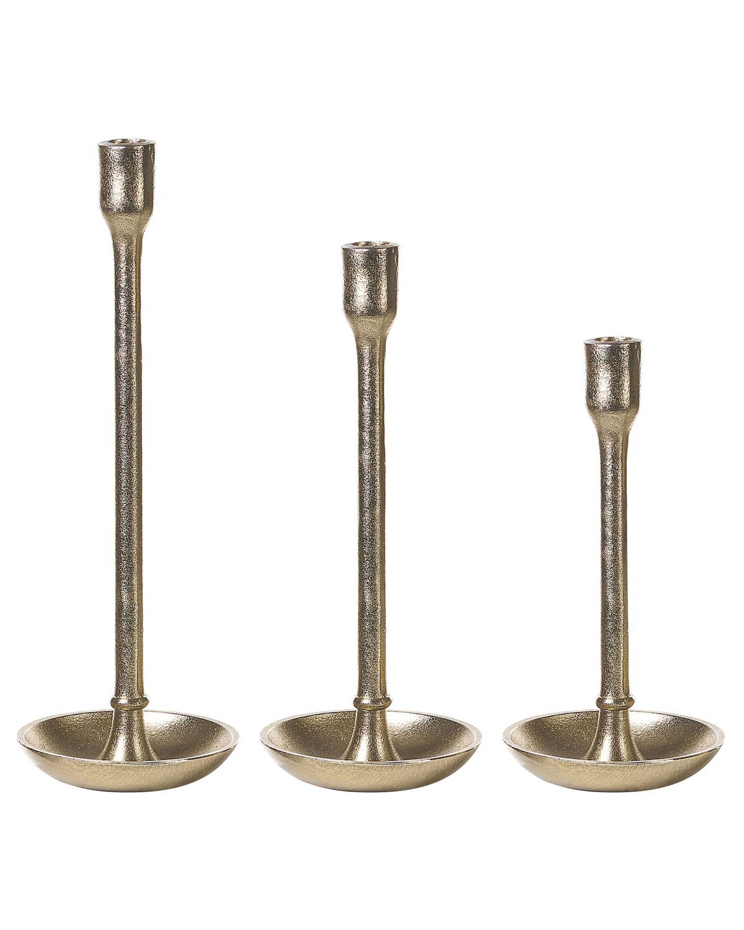 Set of 3 Candlesticks Gold - Gemini Interiors