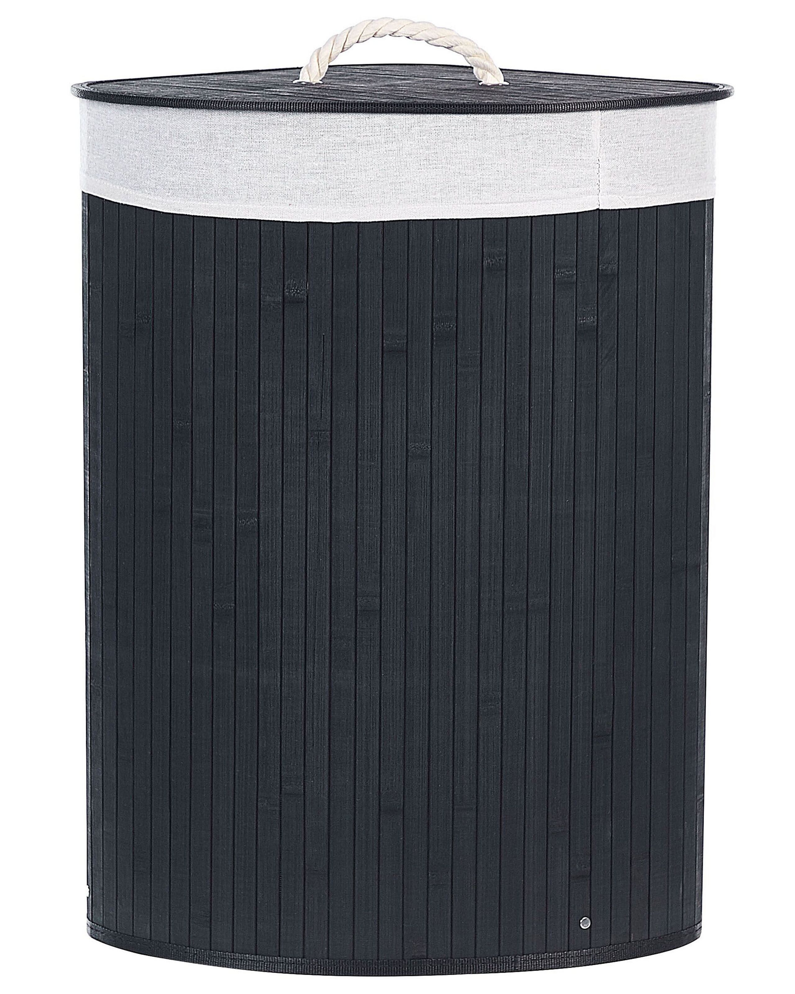 Bamboo Basket with Lid Black MATARA - Gemini Interiors