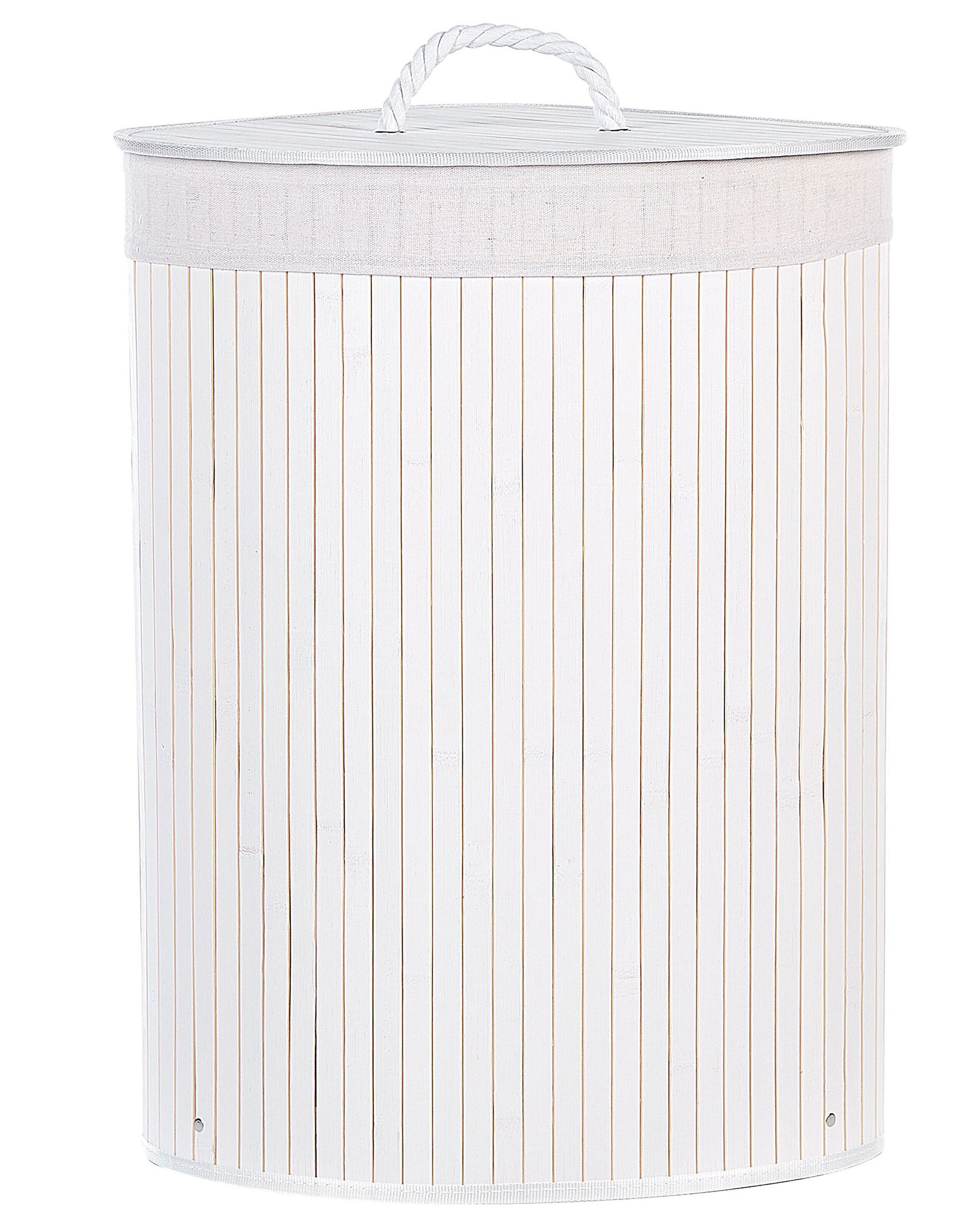 Bamboo Basket with Lid White MATARA - Gemini Interiors