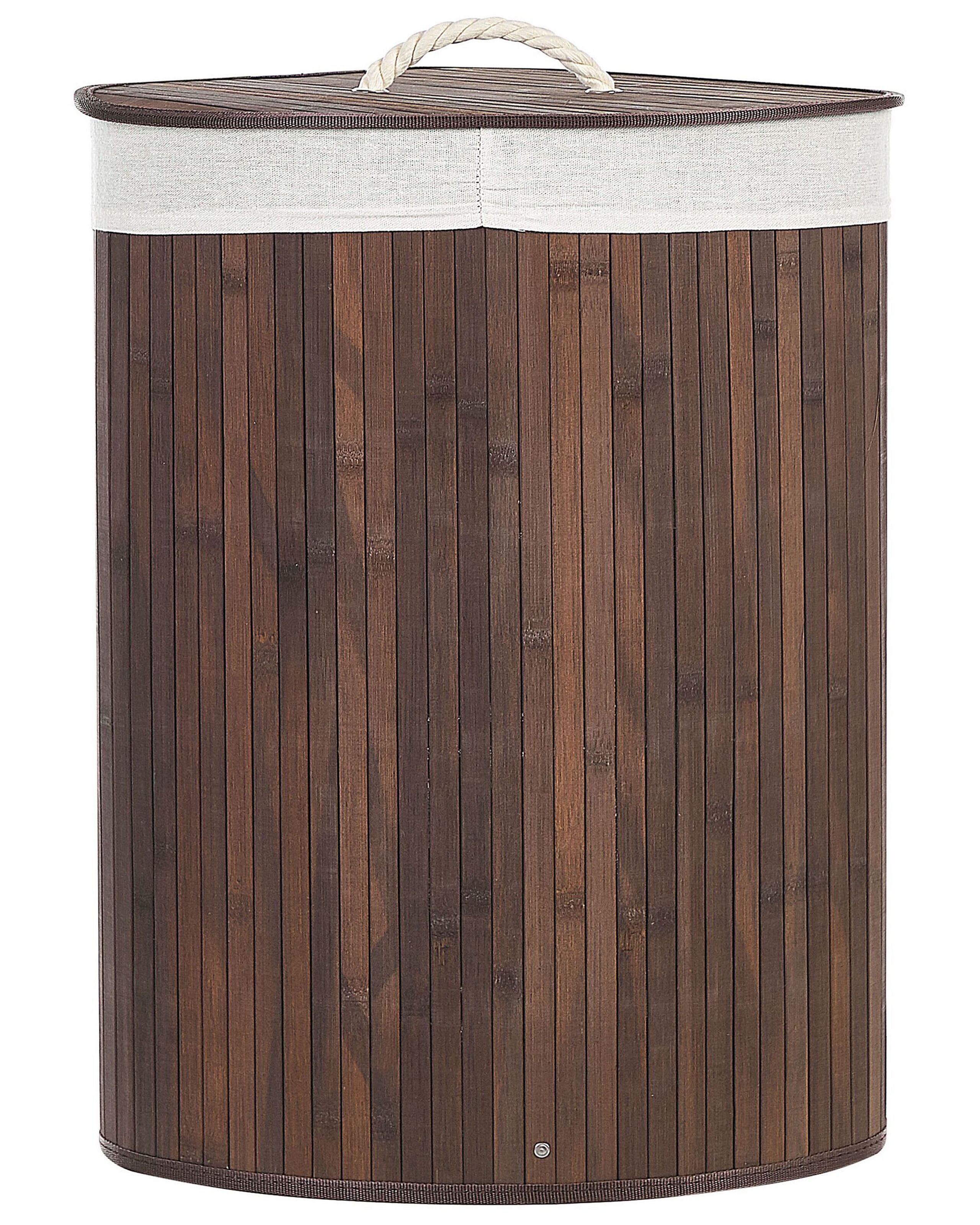 Bamboo Basket with Lid Dark Wood MATARA - Gemini Interiors