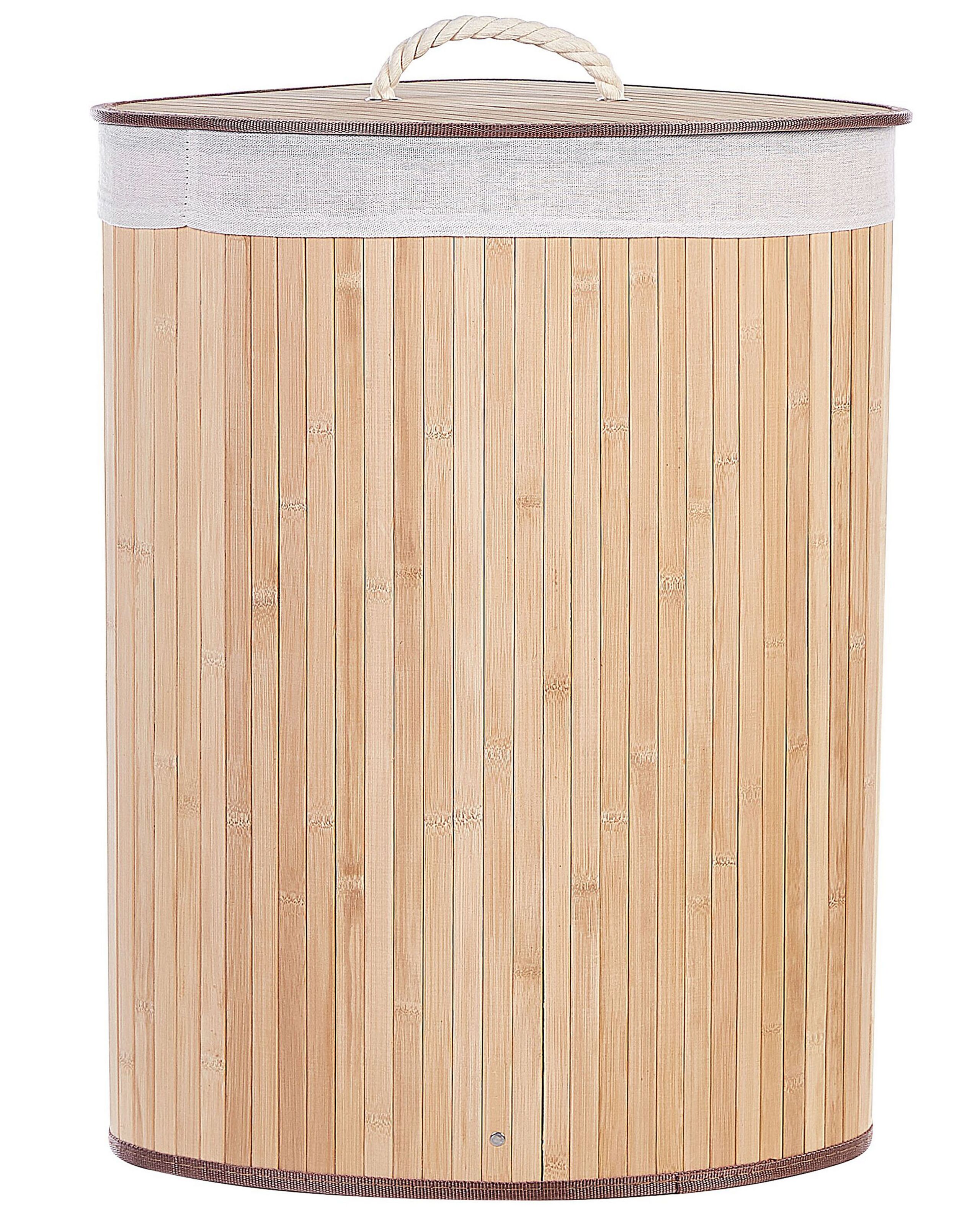 Bamboo Basket with Lid Light Wood MATARA - Gemini Interiors