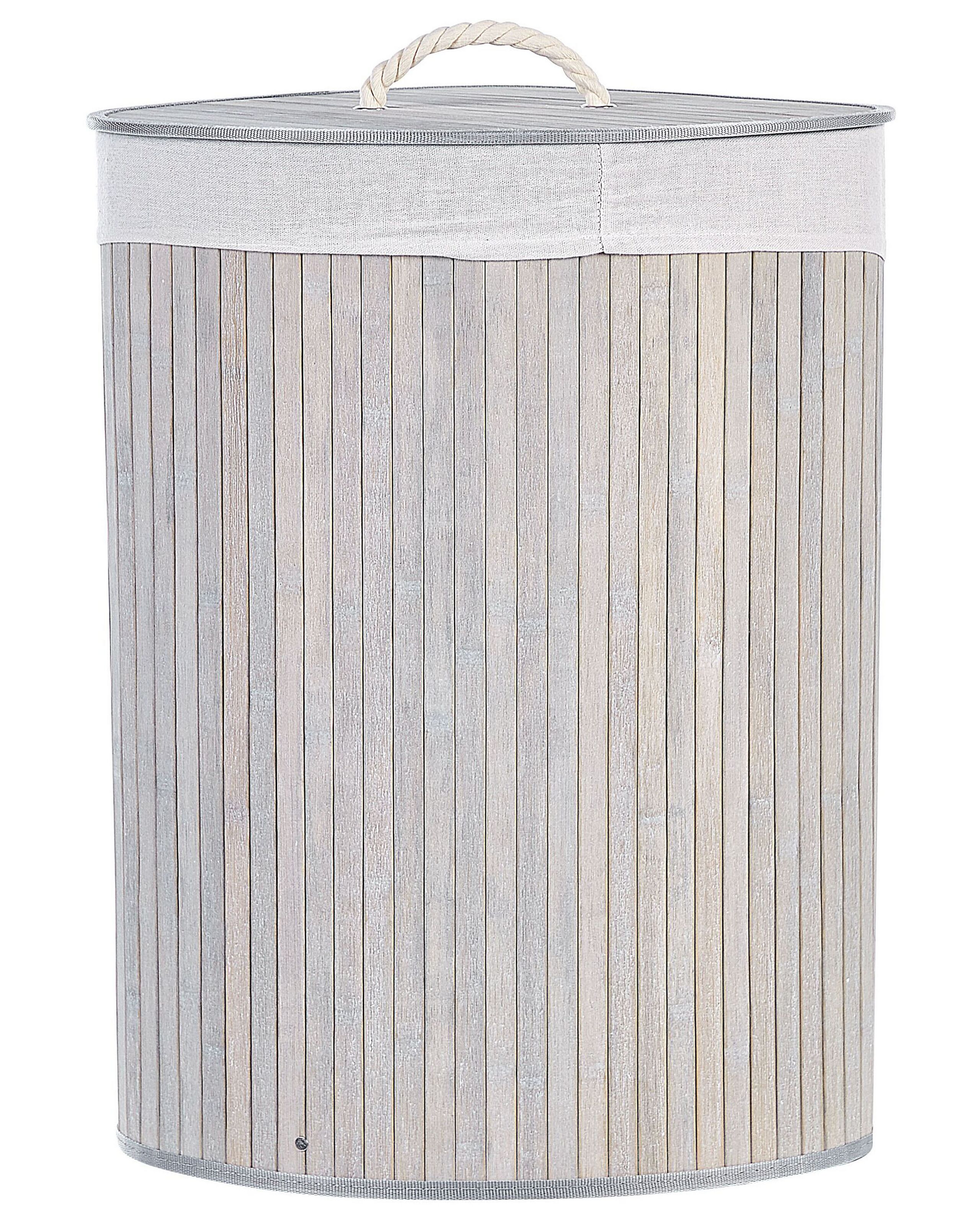 Bamboo Basket with Lid Light Grey MATARA - Gemini Interiors