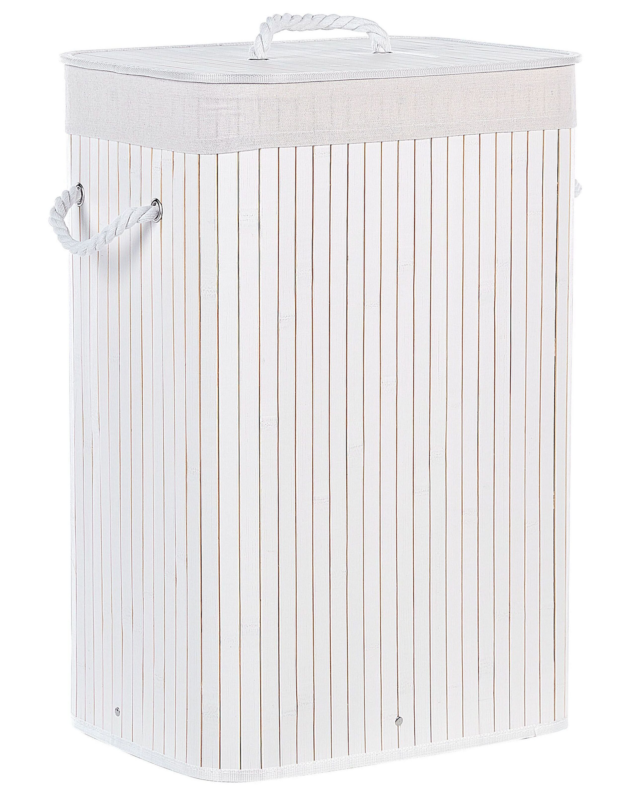 Bamboo Basket with Lid White KOMARI - Gemini Interiors