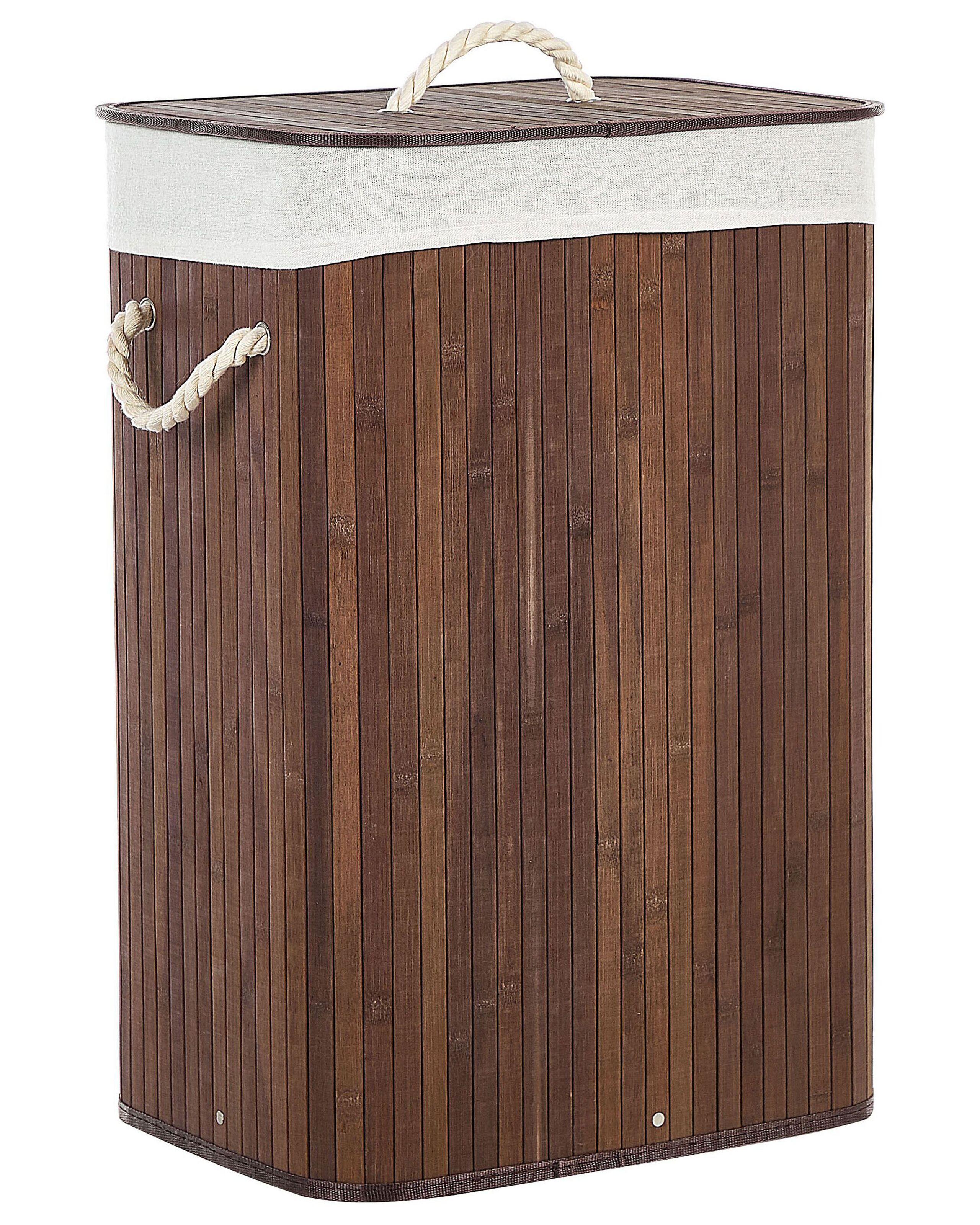 Bamboo Basket with Lid Dark Wood KOMARI - Gemini Interiors