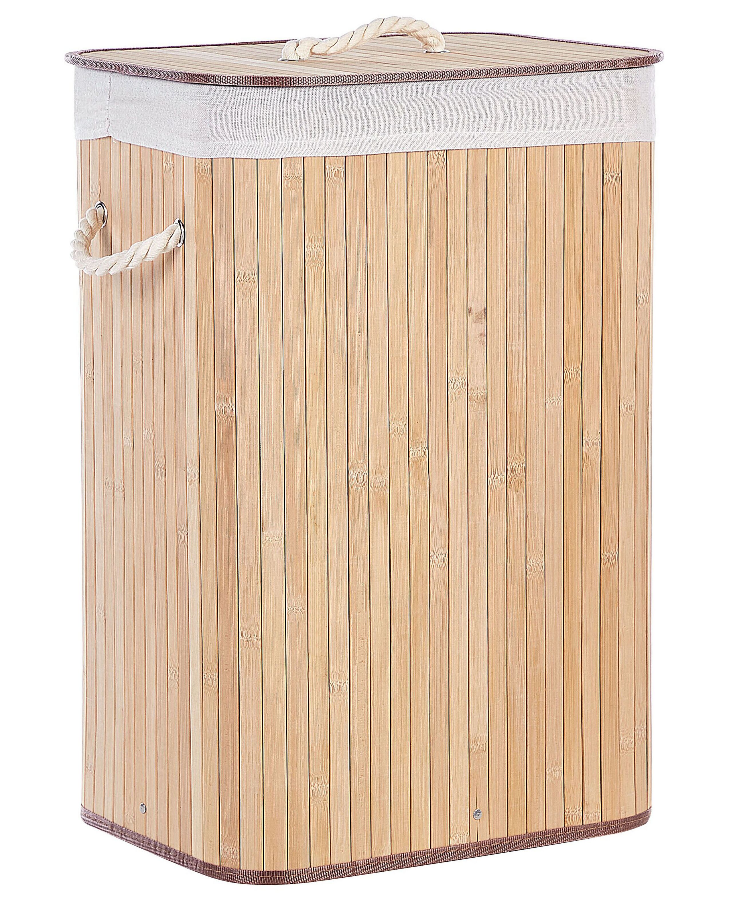 Bamboo Basket with Lid Light Wood KOMARI - Gemini Interiors