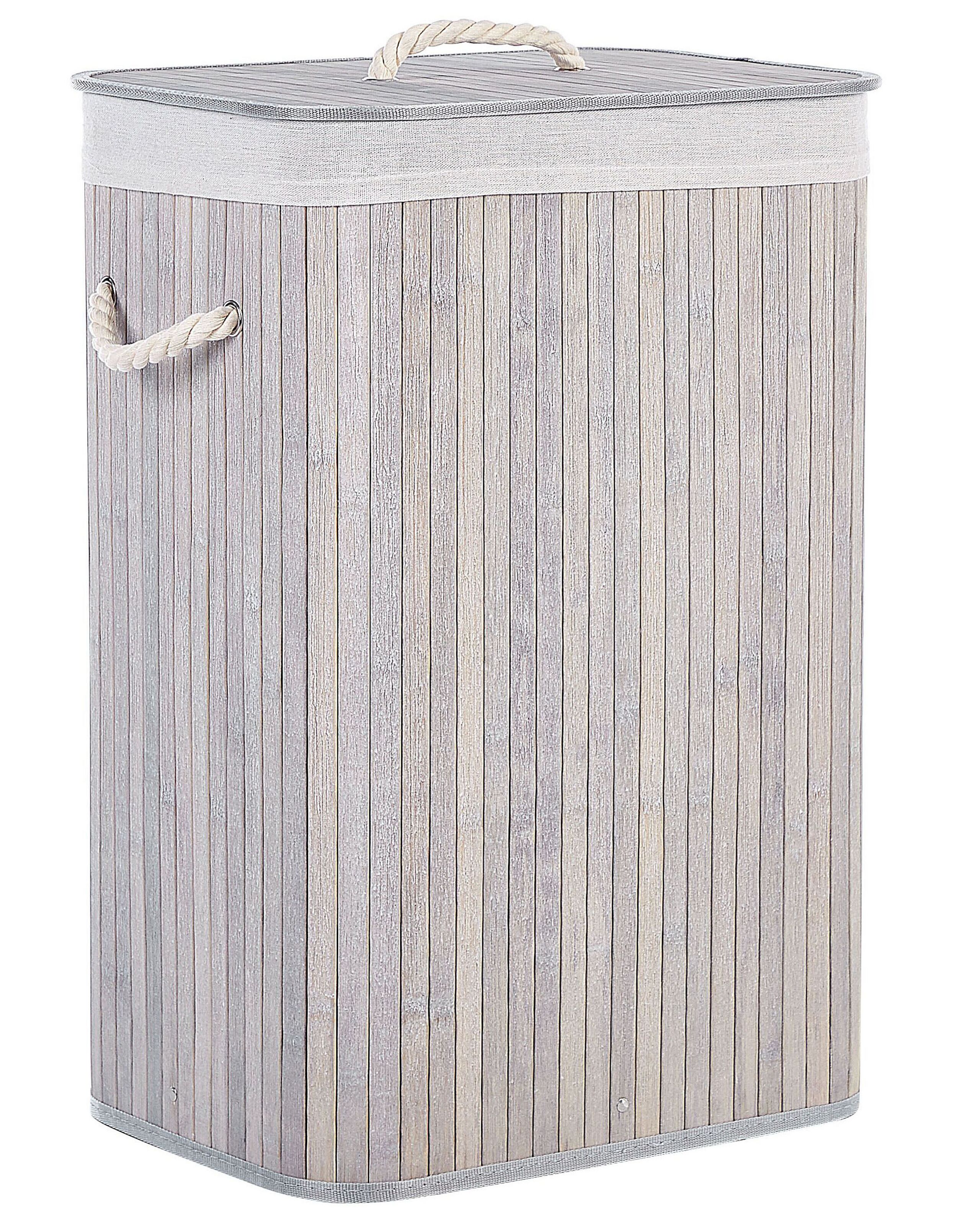 Bamboo Basket with Lid Light Grey KOMARI - Gemini Interiors