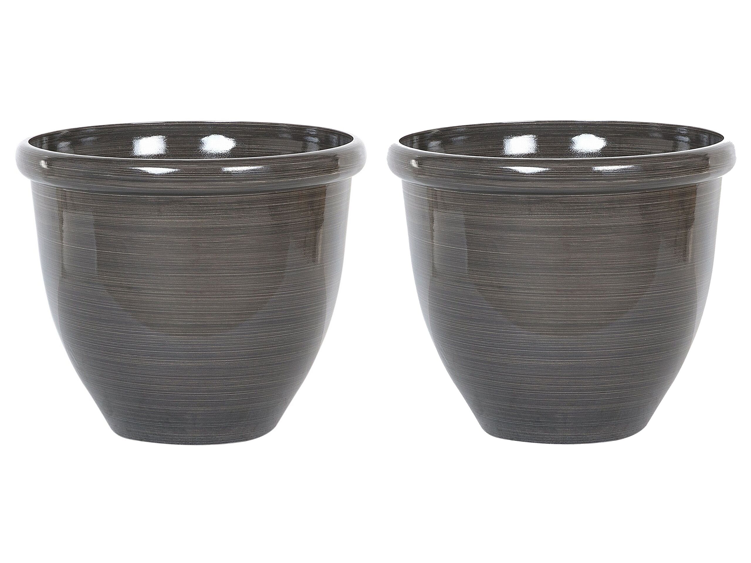 Set of 2 Plant Pots âŒ€ 44 cm Brown TESALIA - Gemini Interiors