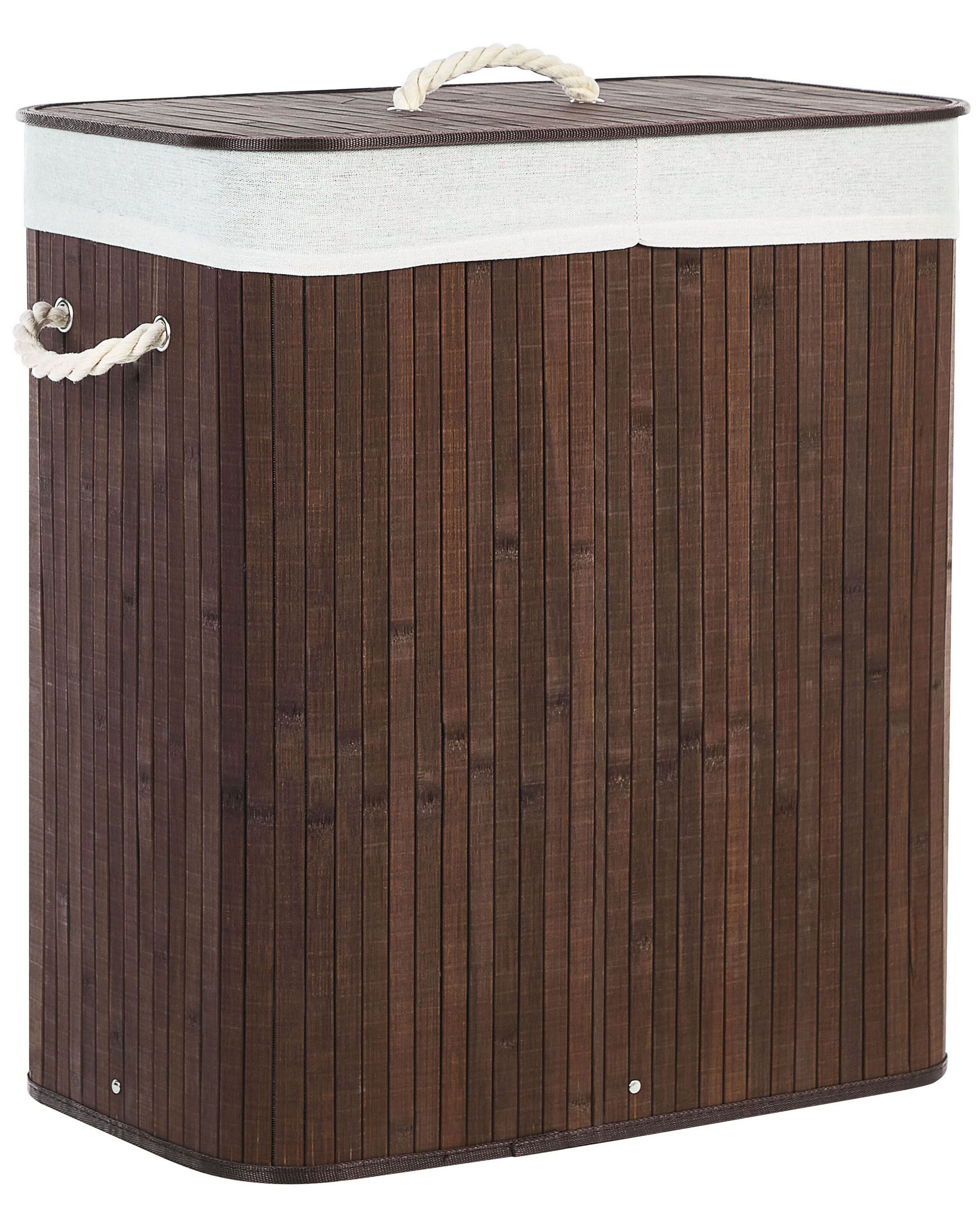 Bamboo Basket with Lid Dark Wood KANDY - Gemini Interiors