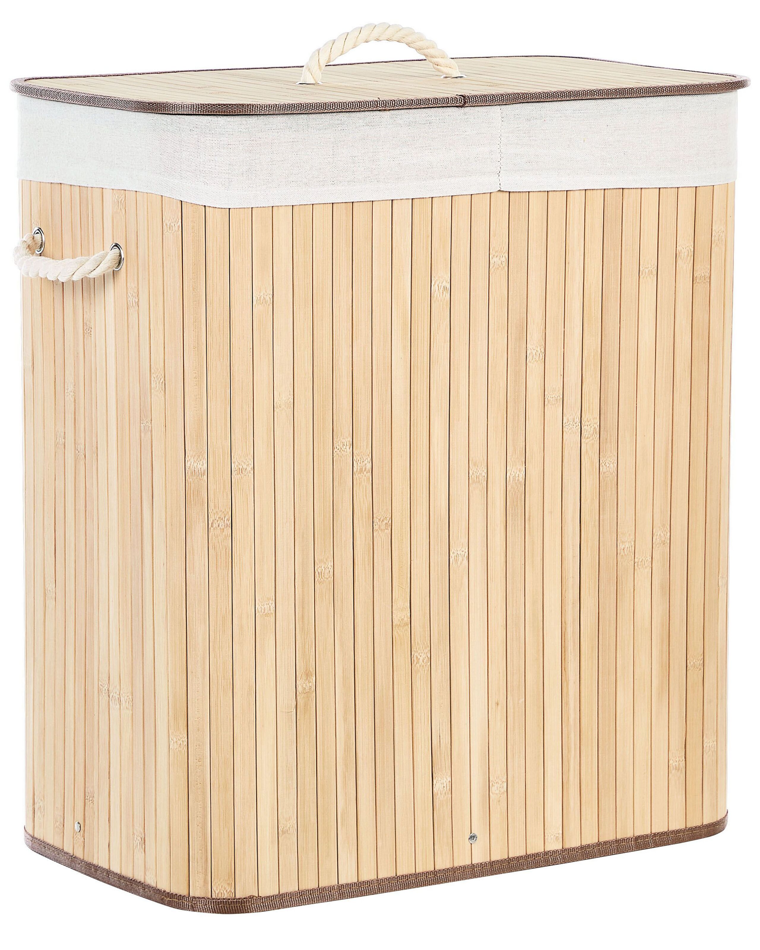 Bamboo Basket with Lid Light Wood KANDY - Gemini Interiors