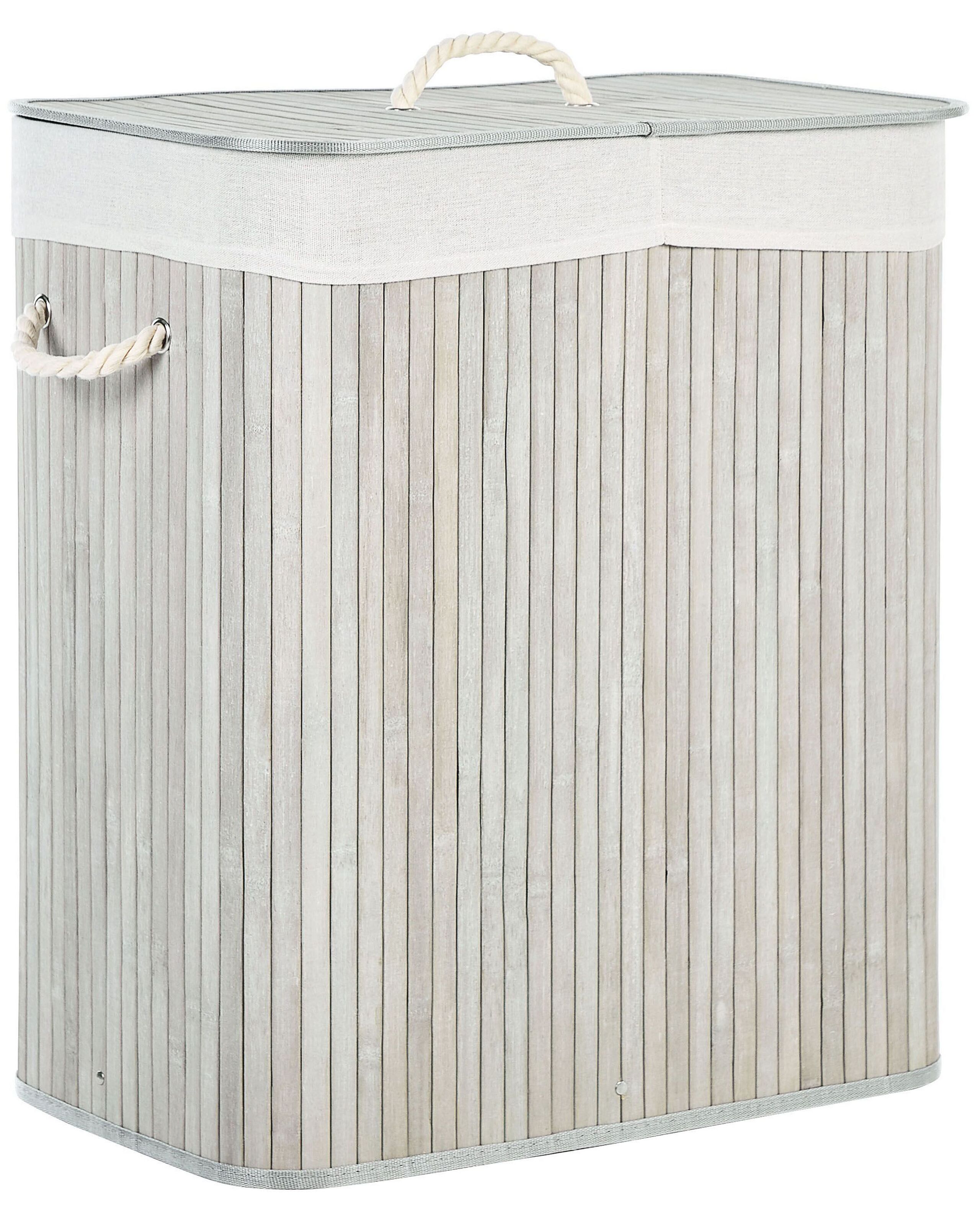 Bamboo Basket with Lid Grey KANDY - Gemini Interiors