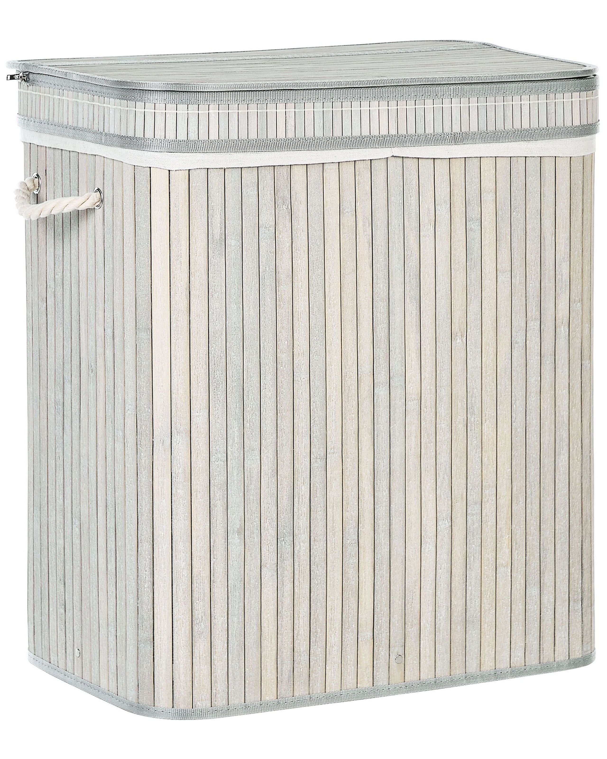 Bamboo Basket with Lid Grey KALTHOTA - Gemini Interiors