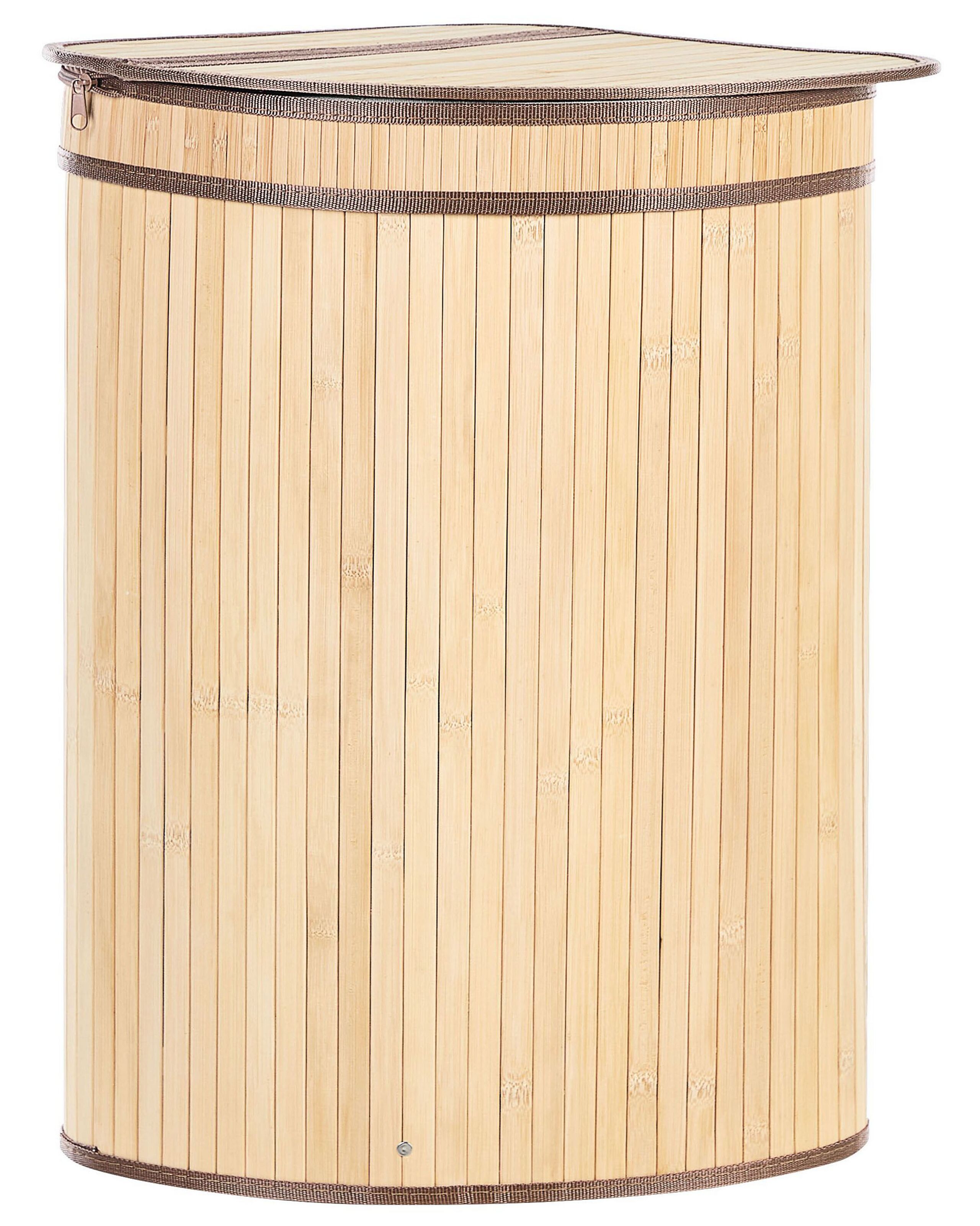 Bamboo Basket with Lid Light Wood BADULLA - Gemini Interiors