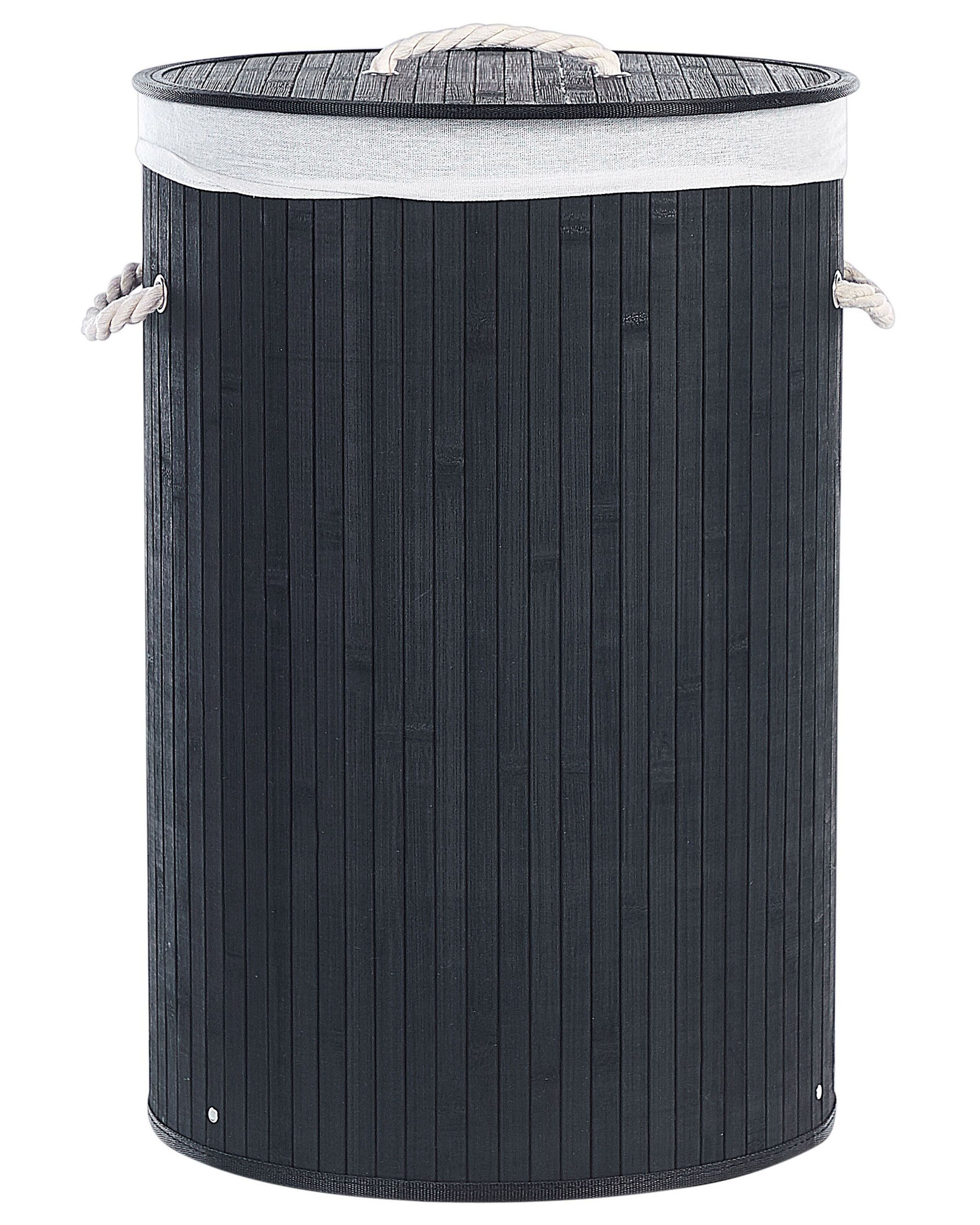 Bamboo Basket with Lid Black SANNAR - Gemini Interiors