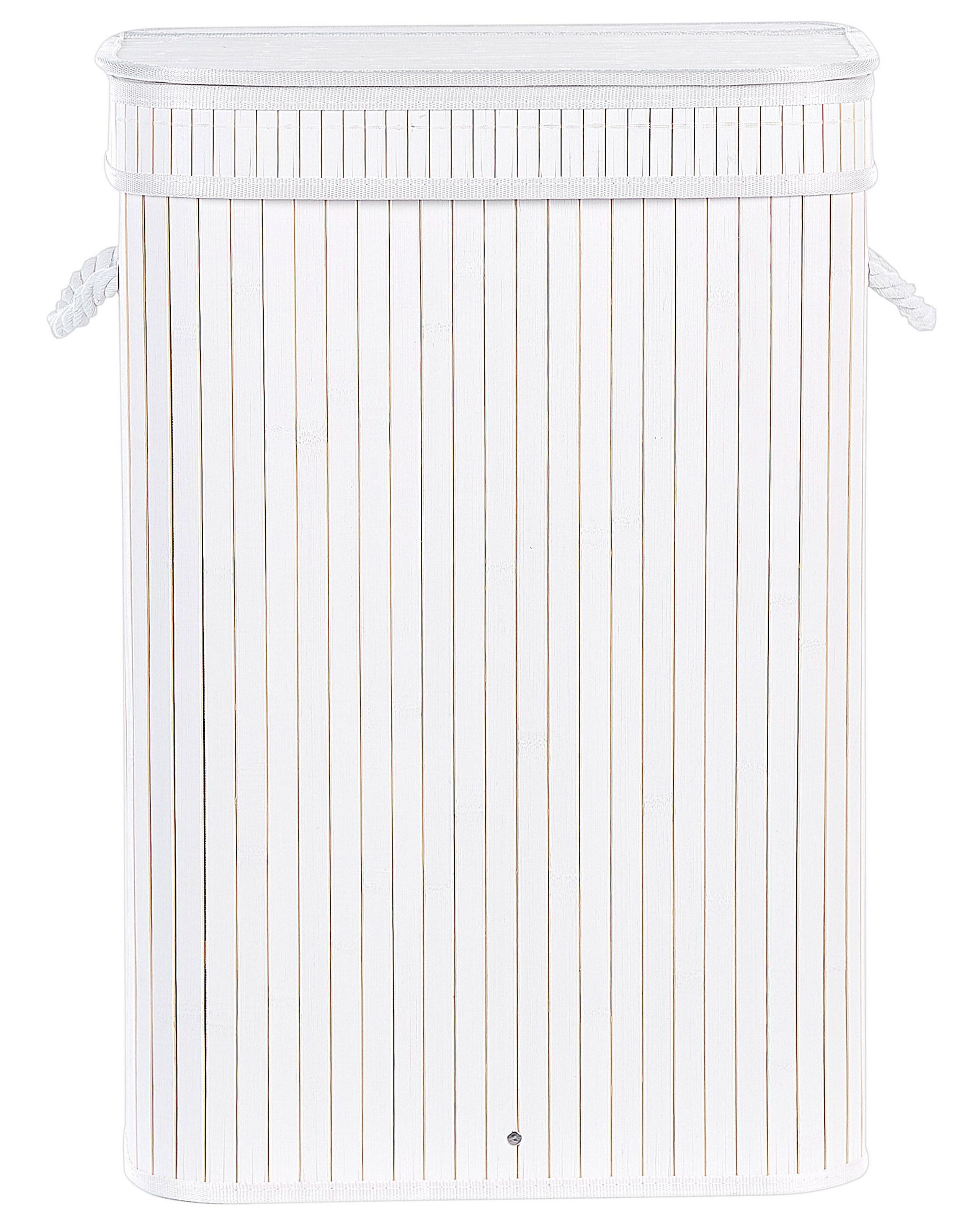 Bamboo Basket with Lid White KALUTARA - Gemini Interiors