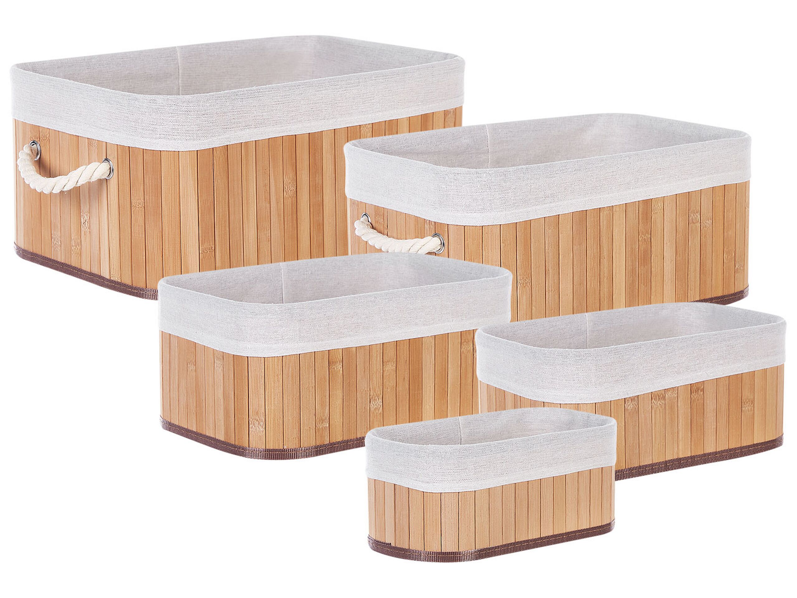Set of 5 Bamboo Baskets Light Wood TALPE - Gemini Interiors