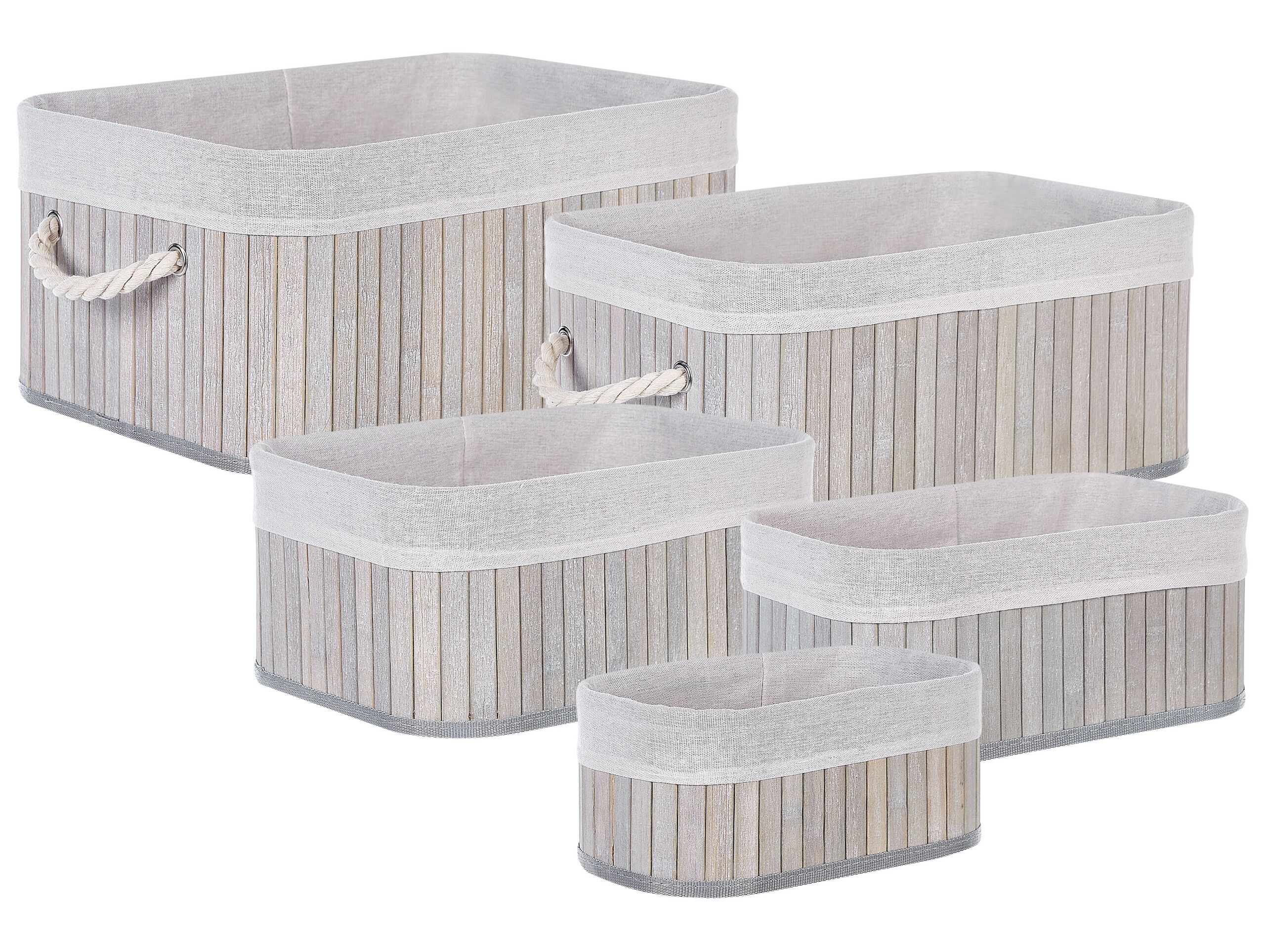Set of 5 Bamboo Baskets Grey TALPE - Gemini Interiors