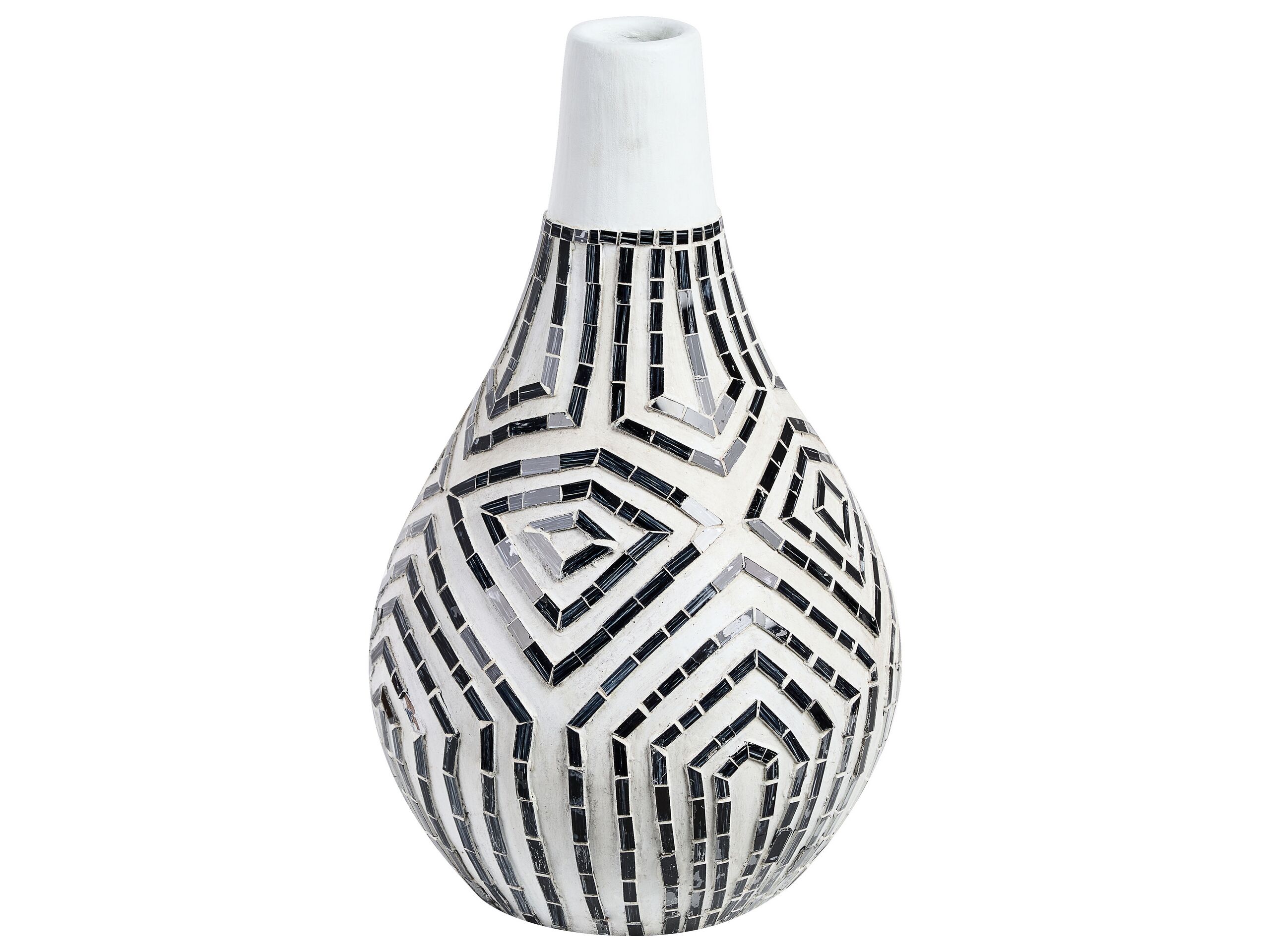 Terracotta Decorative Vase 50 White Black - Gemini Interiors
