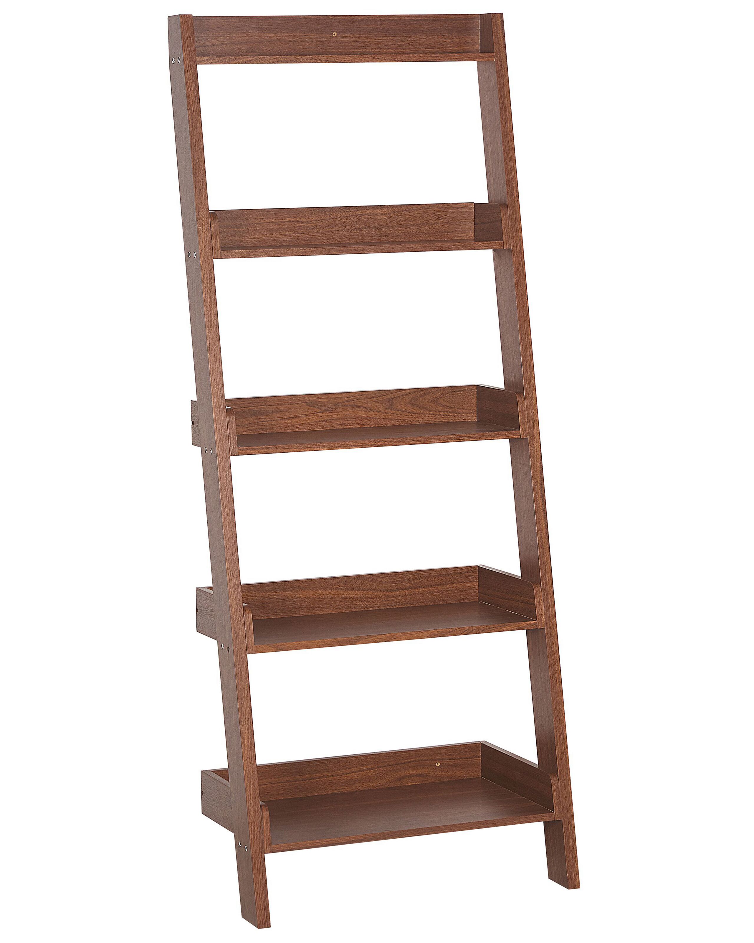 5 Tier Ladder Shelf Dark Wood MOBILE TRIO - Gemini Interiors