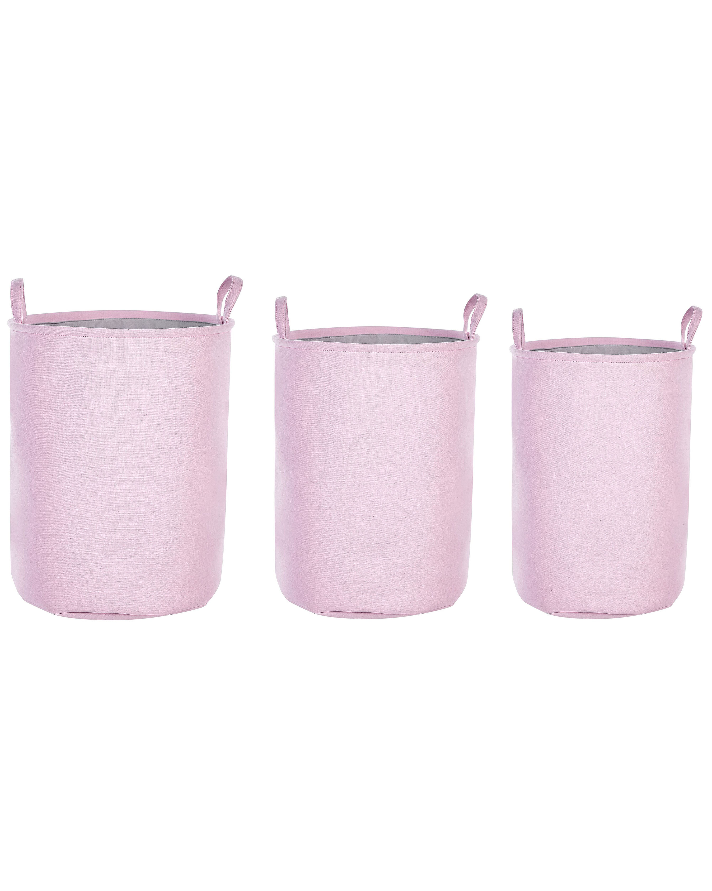 Set of 3 Fabric Baskets Pink ARCHA - Gemini Interiors