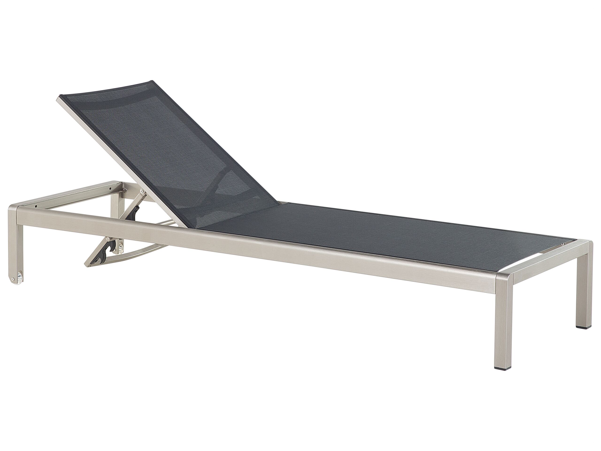 Aluminium Reclining Sun Lounger Black FOSSATO - Gemini Interiors