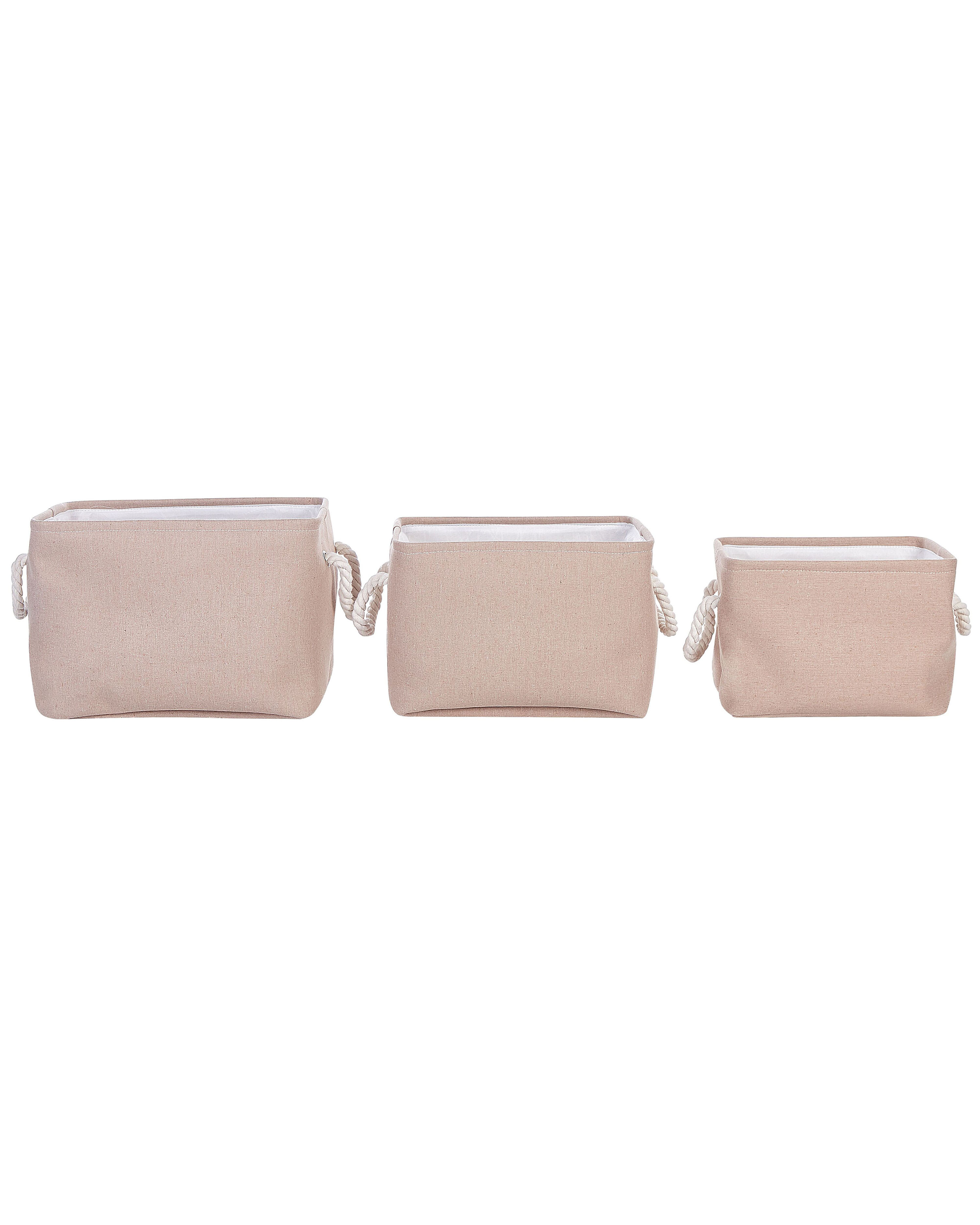 Set of 3 Fabric Baskets Beige - Gemini Interiors