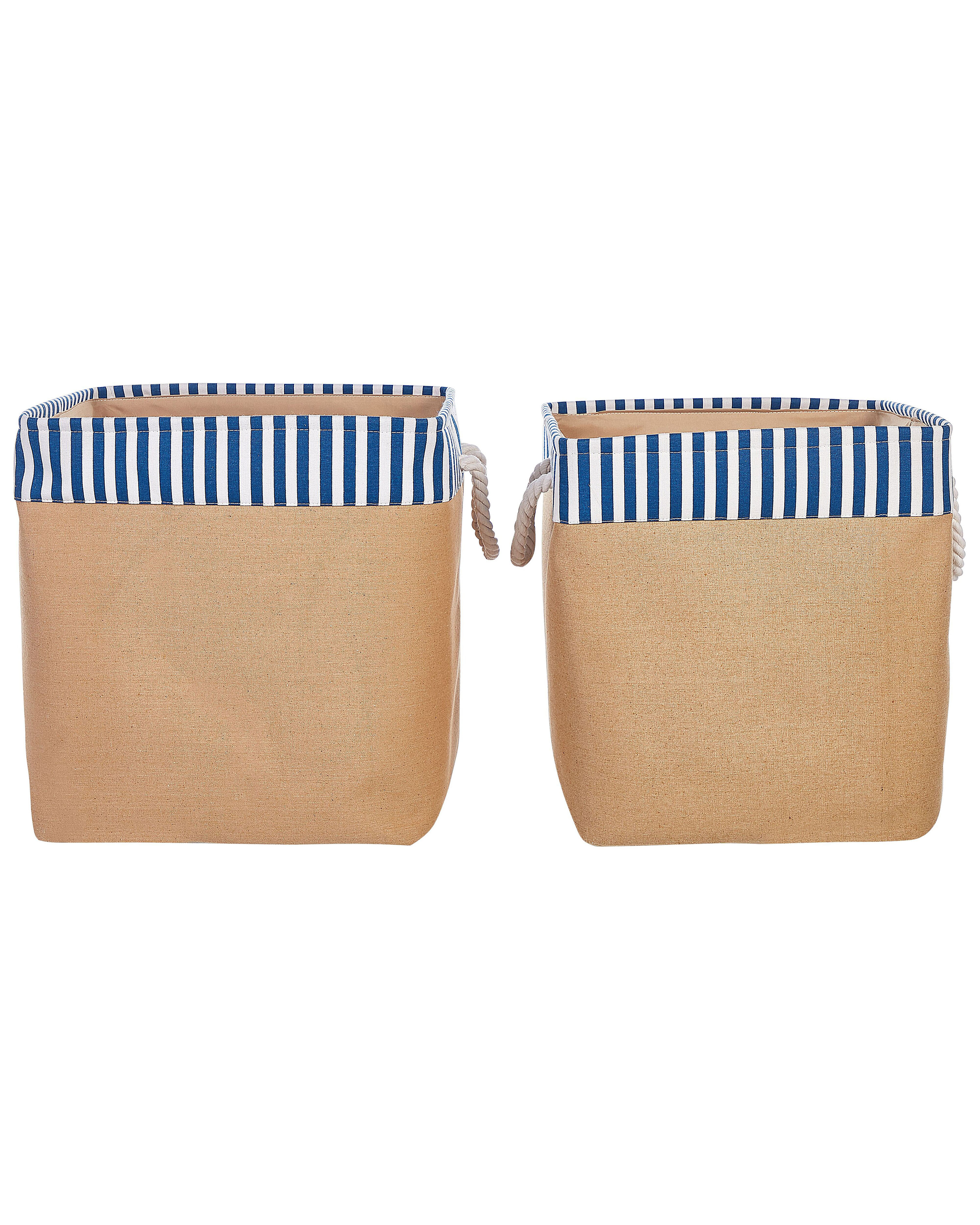 Set of 2 Fabric Baskets Beige - Gemini Interiors
