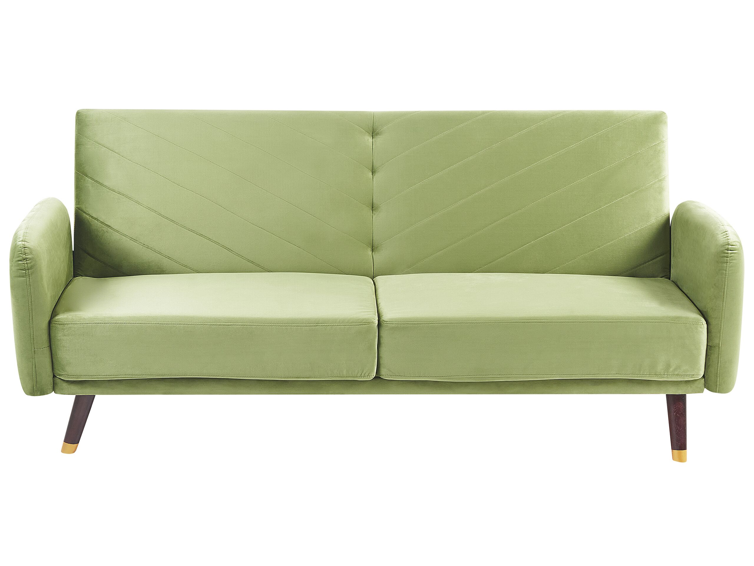 Velvet Fabric Sofa Bed Olive Green SENJA - Gemini Interiors