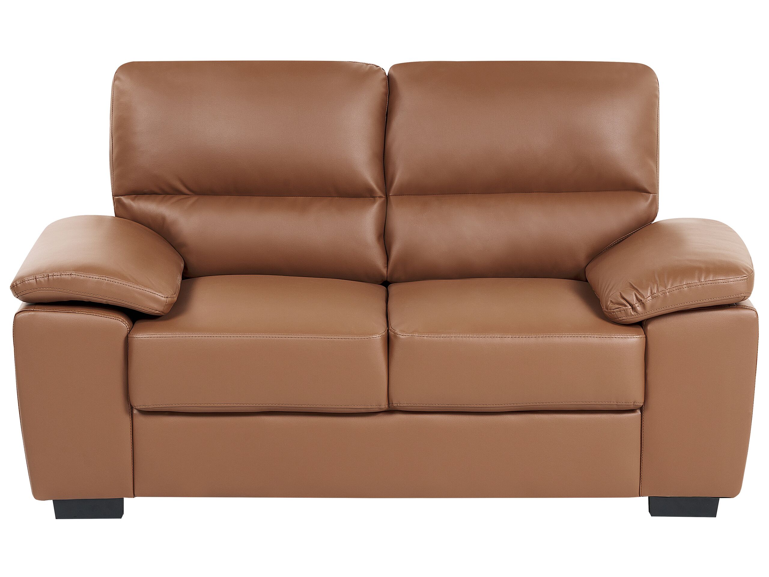 2 Seater Faux Leather Sofa Golden Brown VOGAR - Gemini Interiors