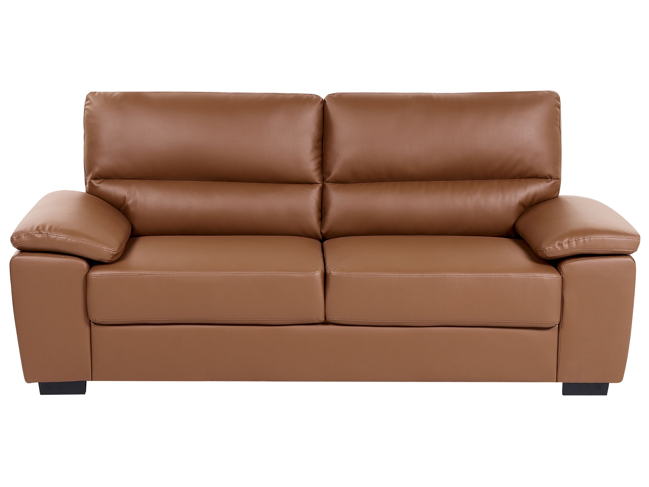 3 Seater Faux Leather Sofa Golden Brown VOGAR - Gemini Interiors