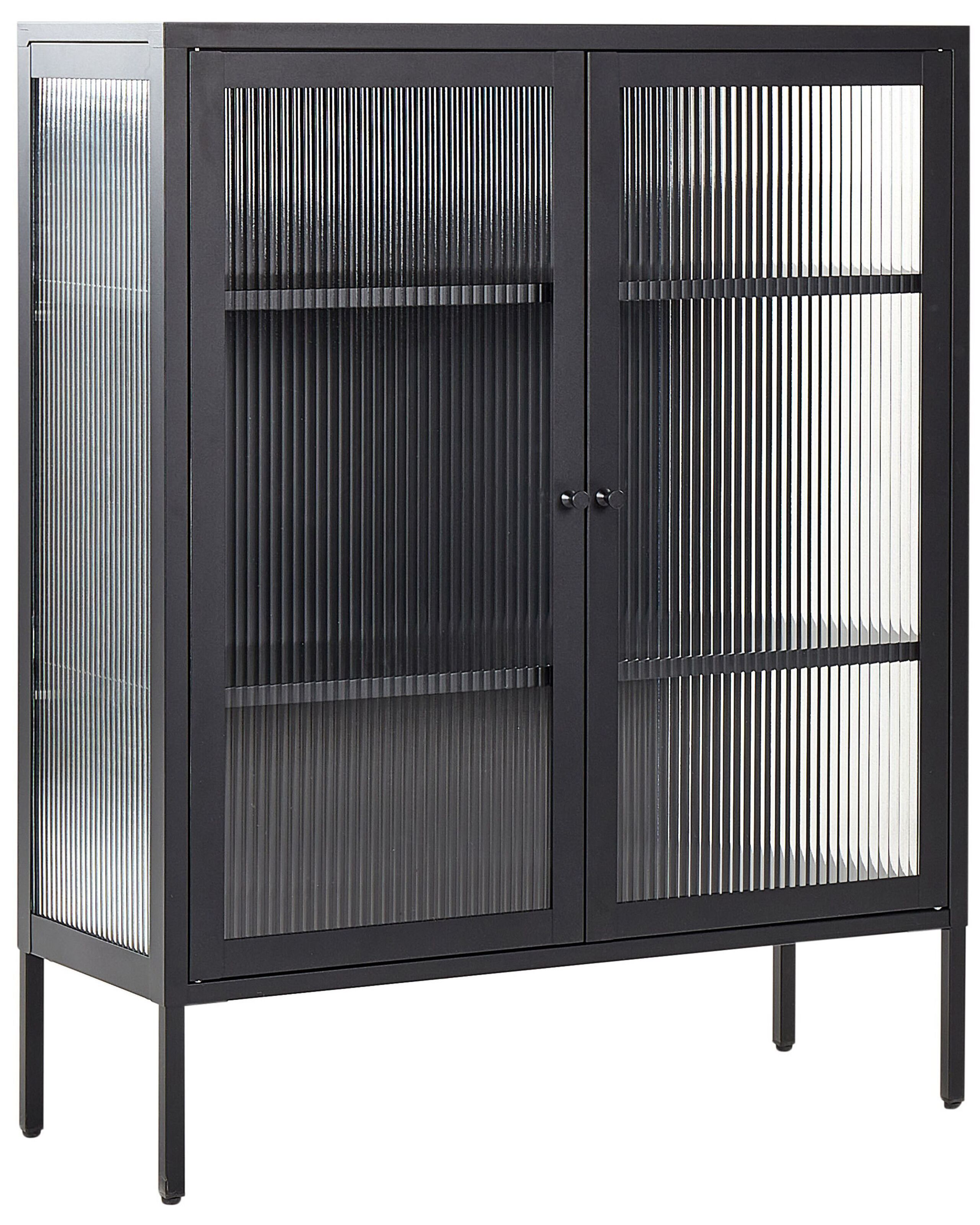 Steel Display Cabinet Black LERRYN - Gemini Interiors
