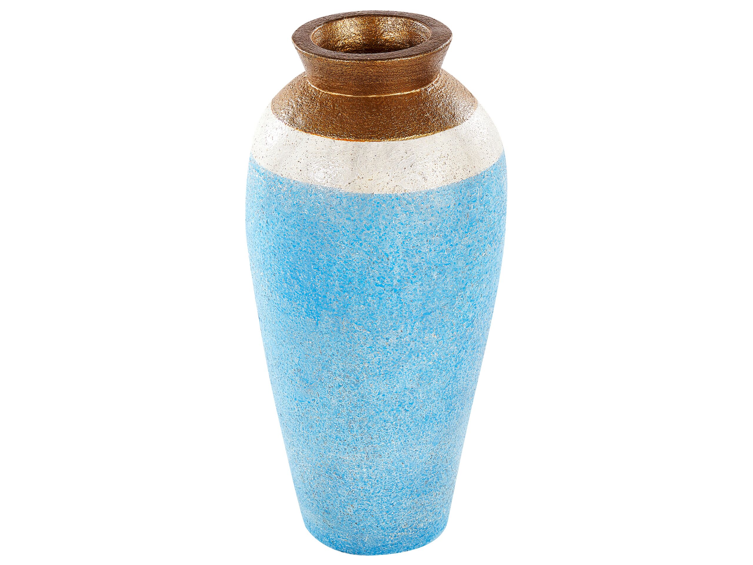 Terracotta Decorative Vase 42 Blue Gold - Gemini Interiors