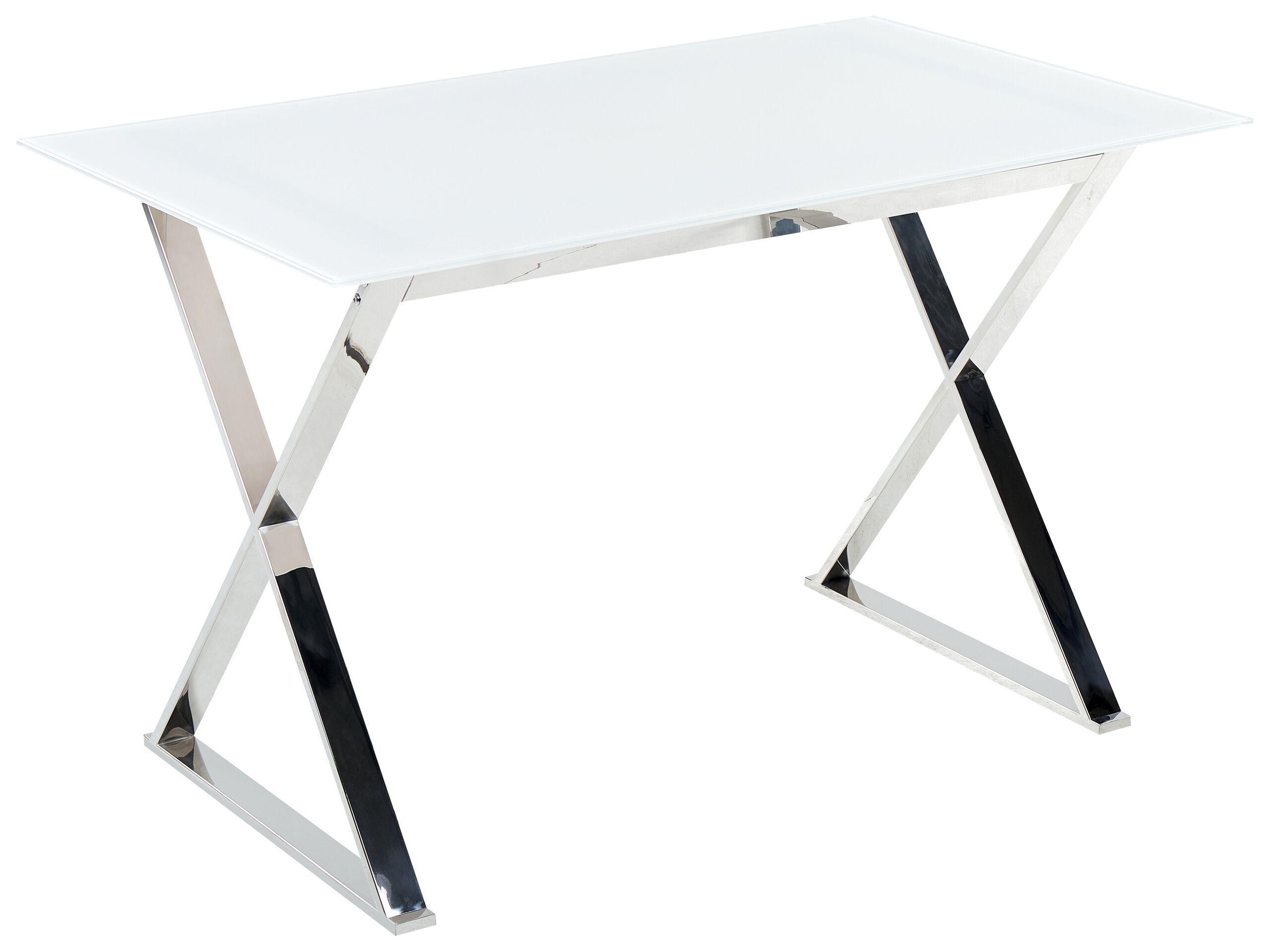 Glass Top Dining Table 120 x 70 cm White and Silver ATTICA - Gemini Interiors