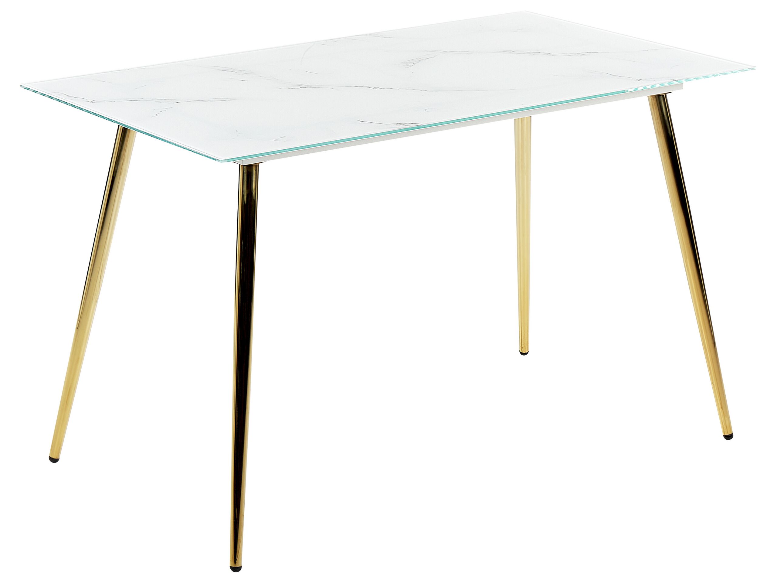 Glass Top Dining Table 120 x 70 cm Marble Effect and Gold MULGA - Gemini Interiors
