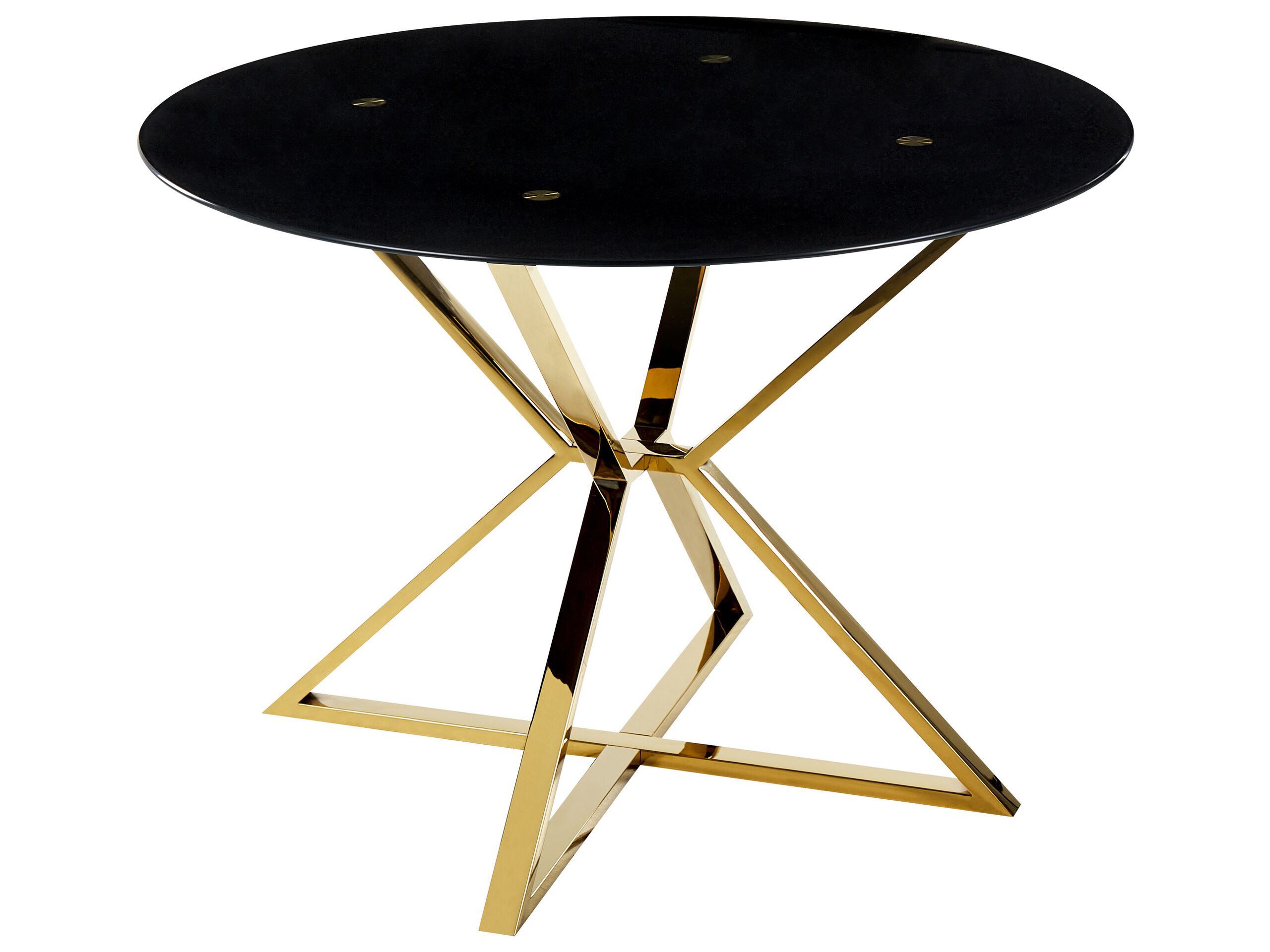 Glass Top Round Dining Table âŒ€ 105 cm Black and Gold BOSCO - Gemini Interiors