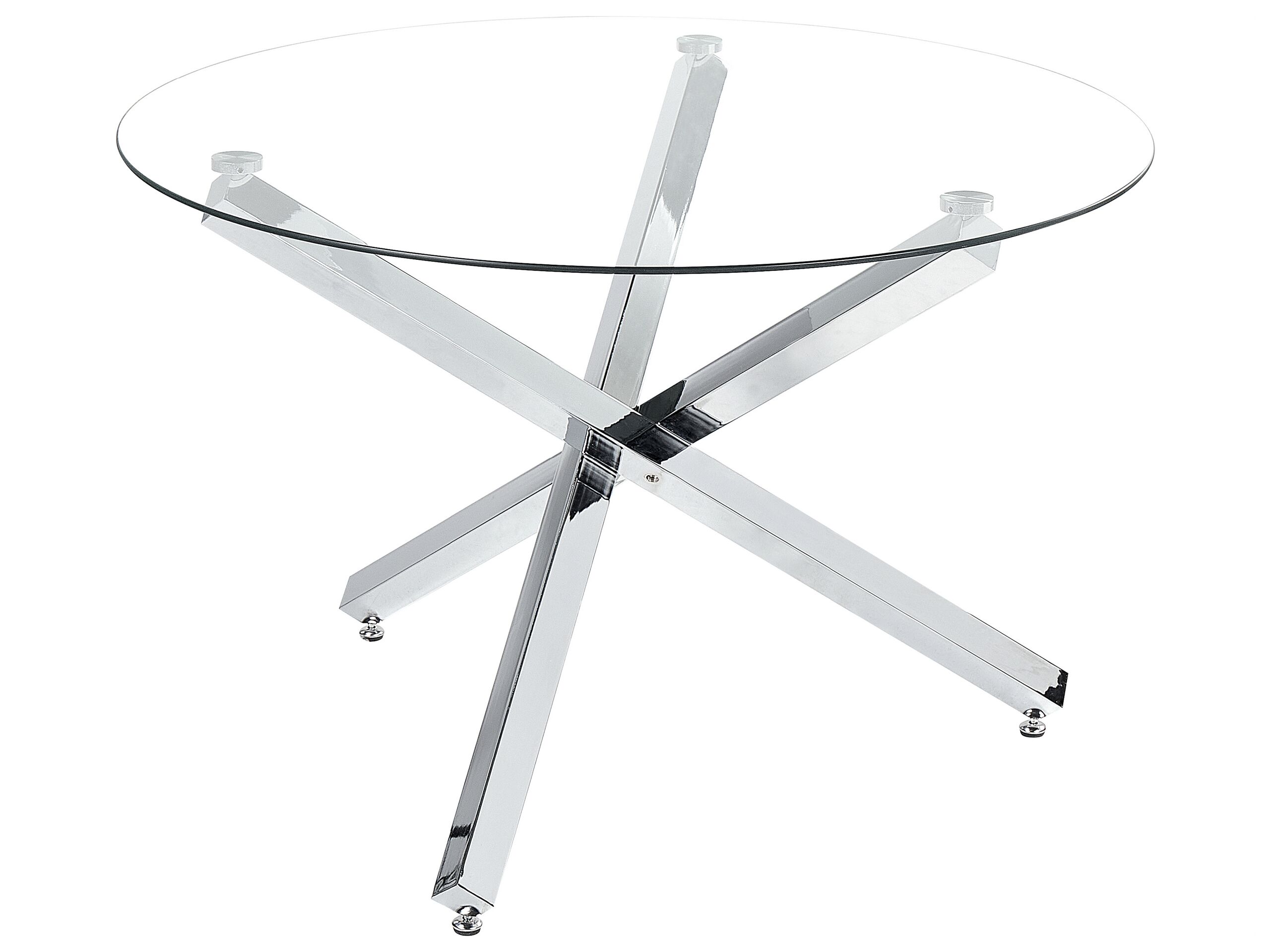 Glass Top Round Dining Table âŒ€ 110 cm Silver BUTLER - Gemini Interiors