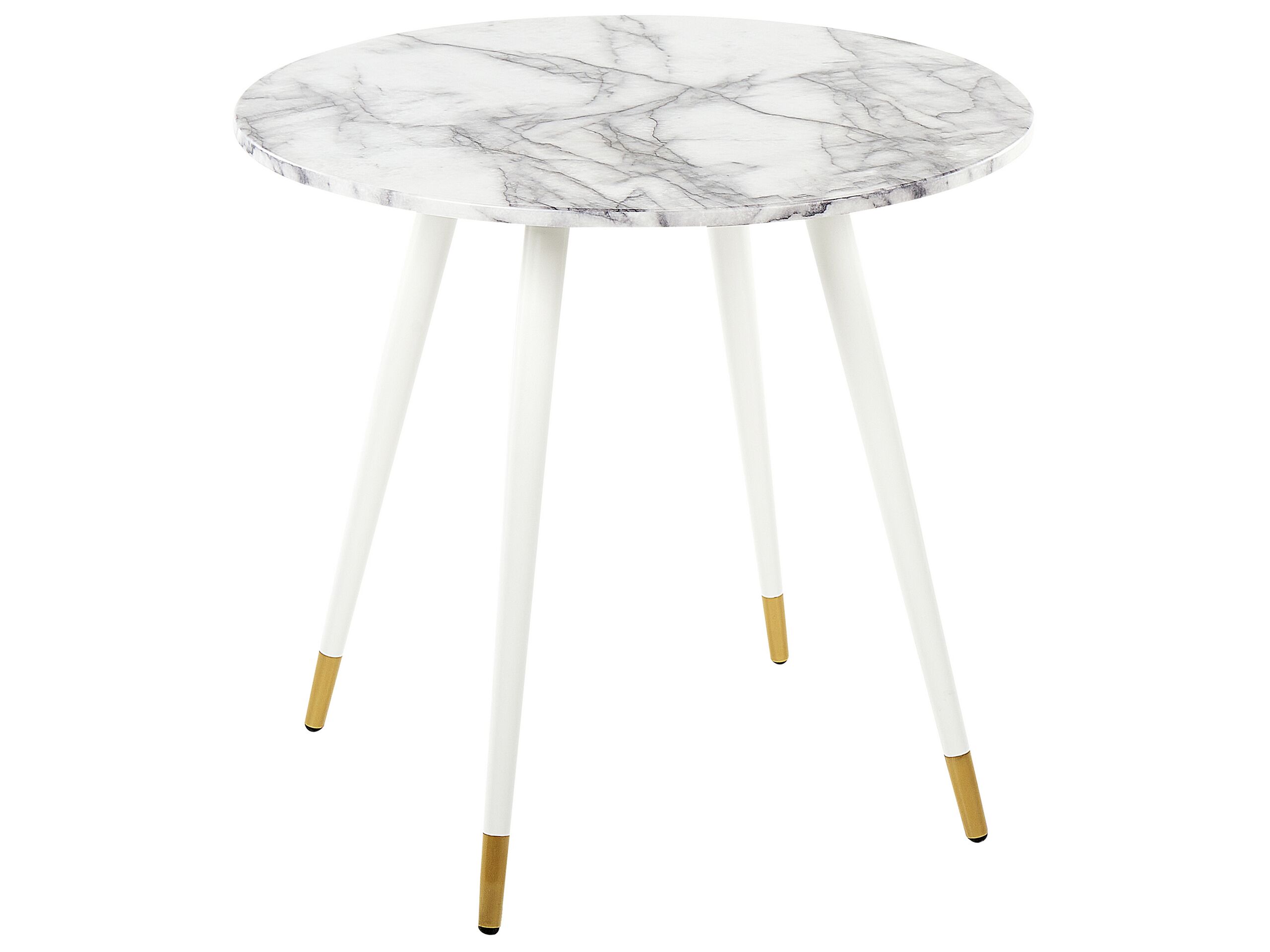 Round Dining Table âŒ€ 80 cm Marble Effect and White GUTIERE - Gemini Interiors