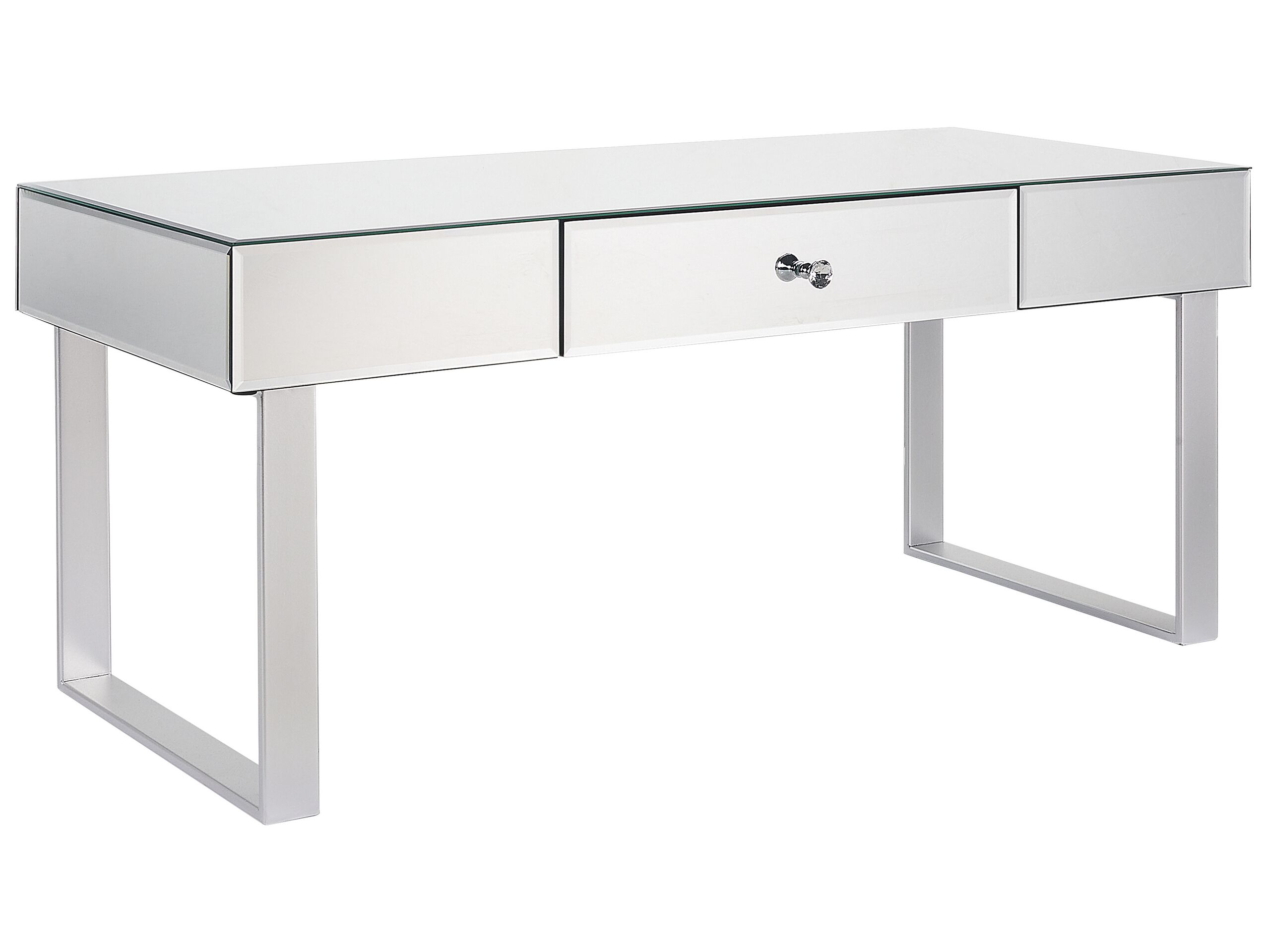 Mirrored Coffee Table with Drawer Silver NESLE - Gemini Interiors