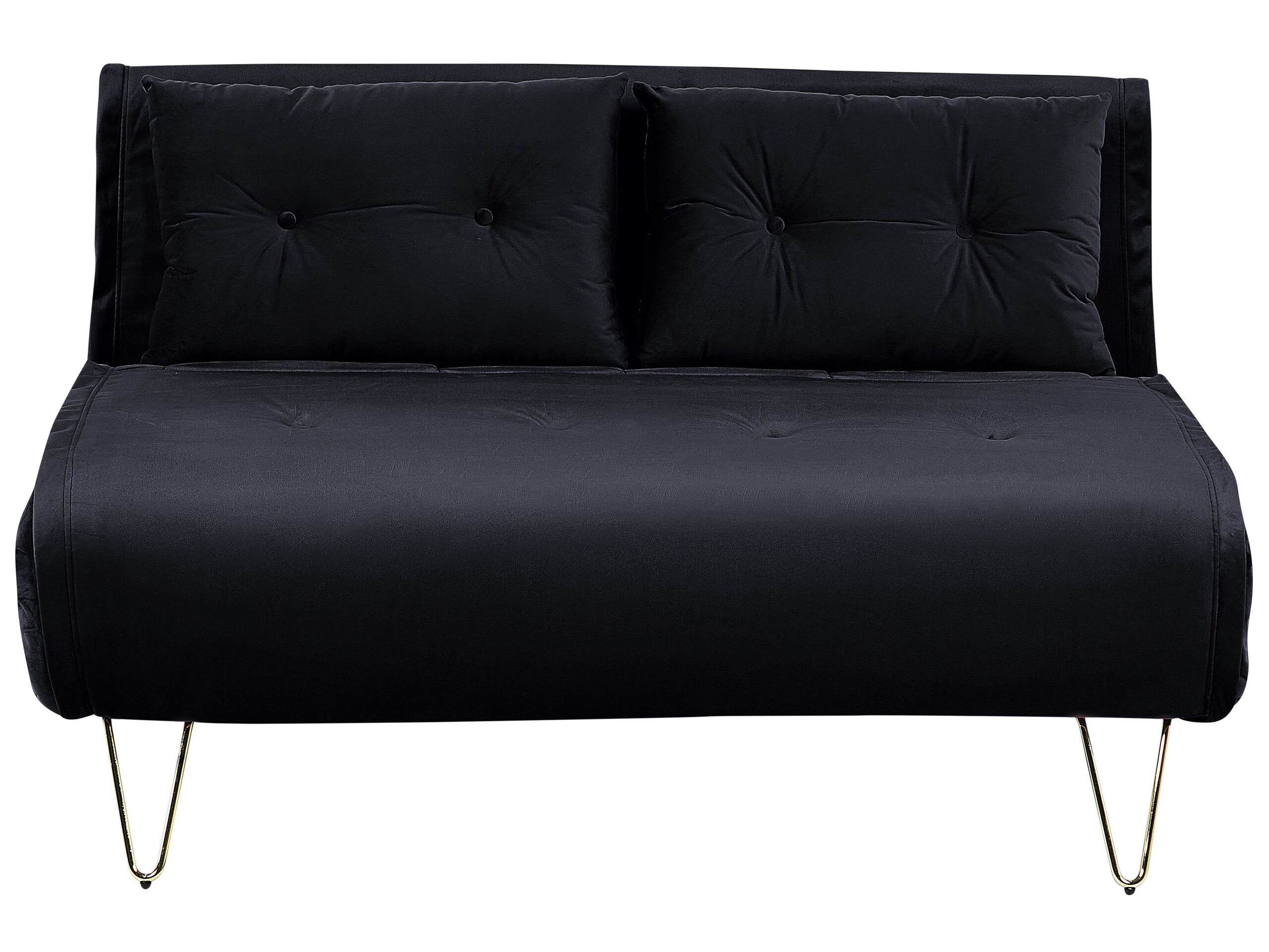 2 Seater Velvet Sofa Bed Black VESTFOLD - Gemini Interiors