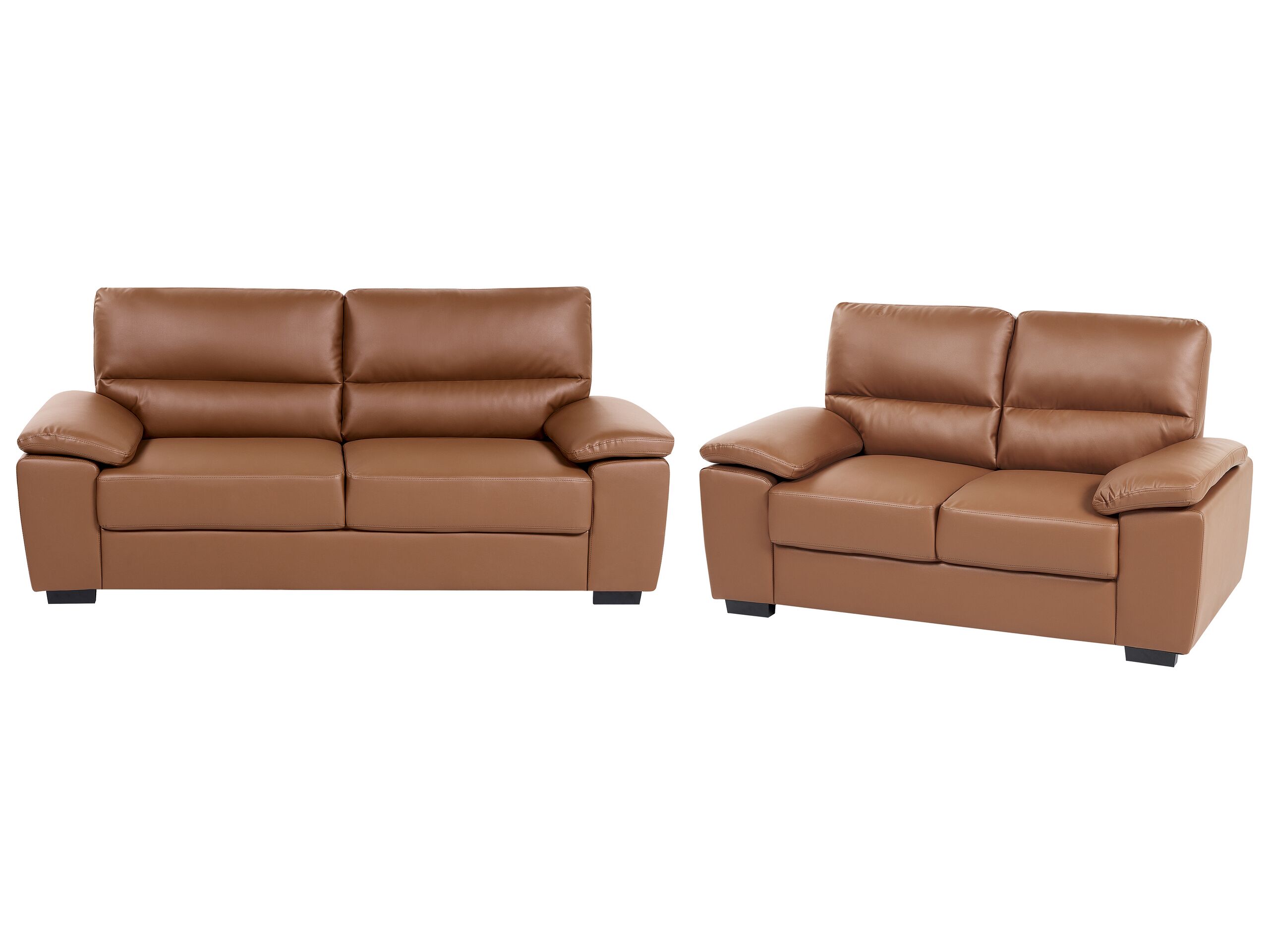 Faux Leather Sofa Set Golden Brown VOGAR - Gemini Interiors