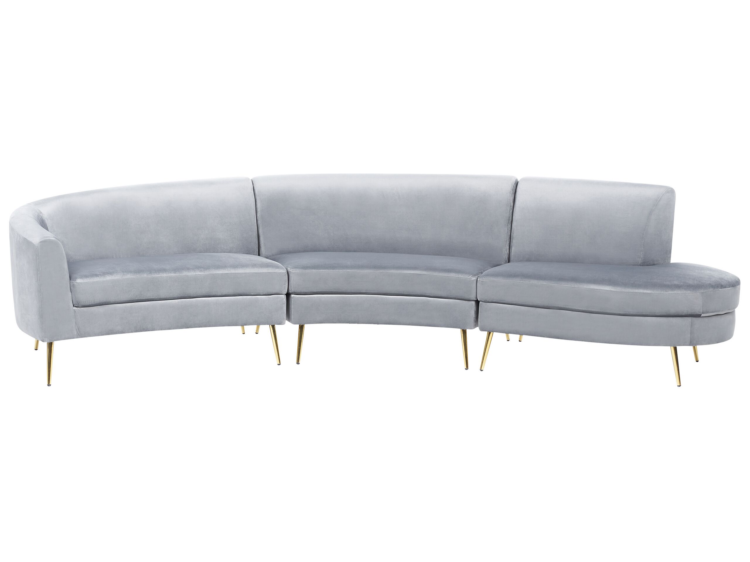 4 Seater Curved Velvet Sofa Light Grey MOSS - Gemini Interiors