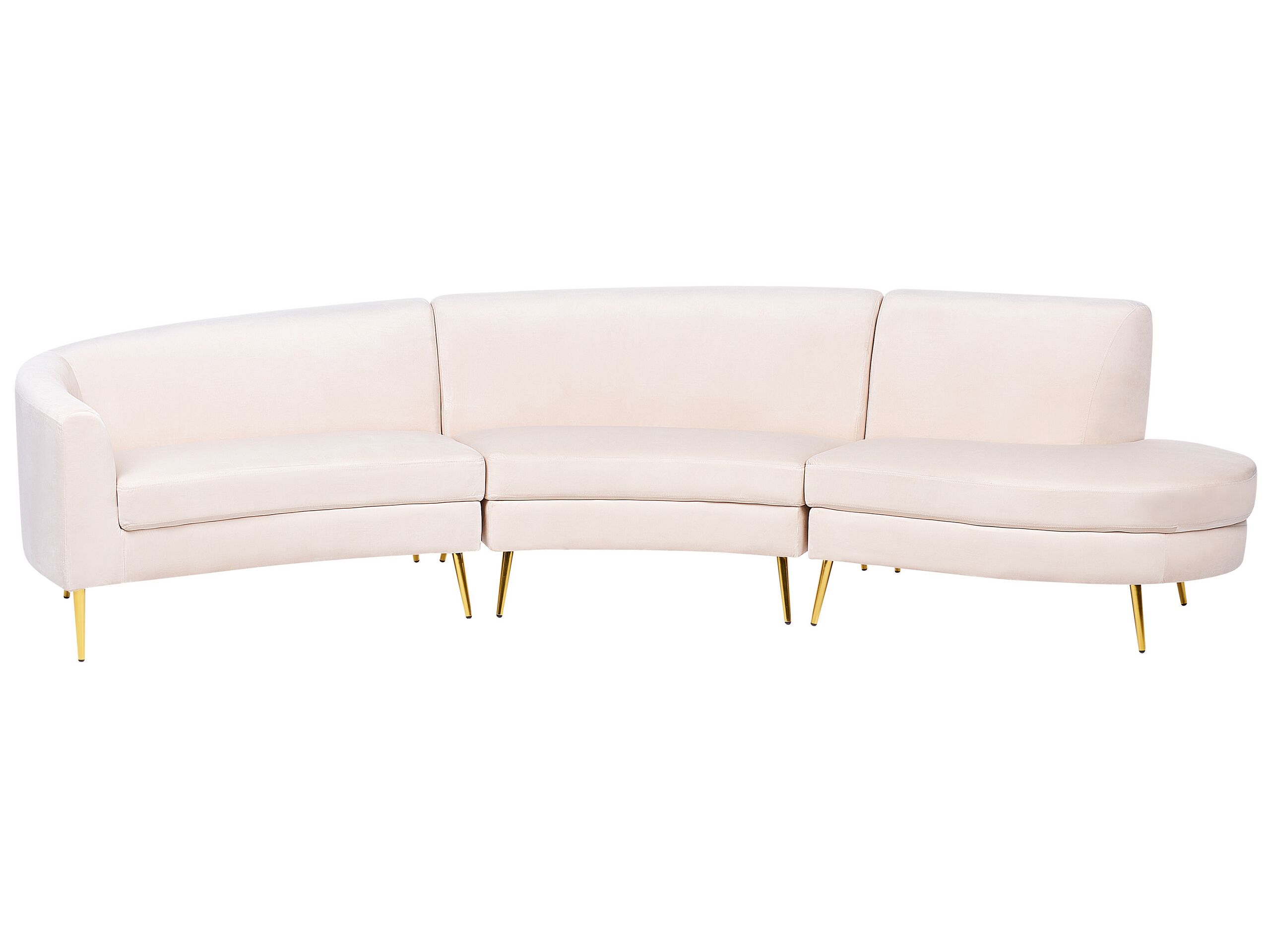 4 Seater Curved Velvet Sofa Beige MOSS - Gemini Interiors