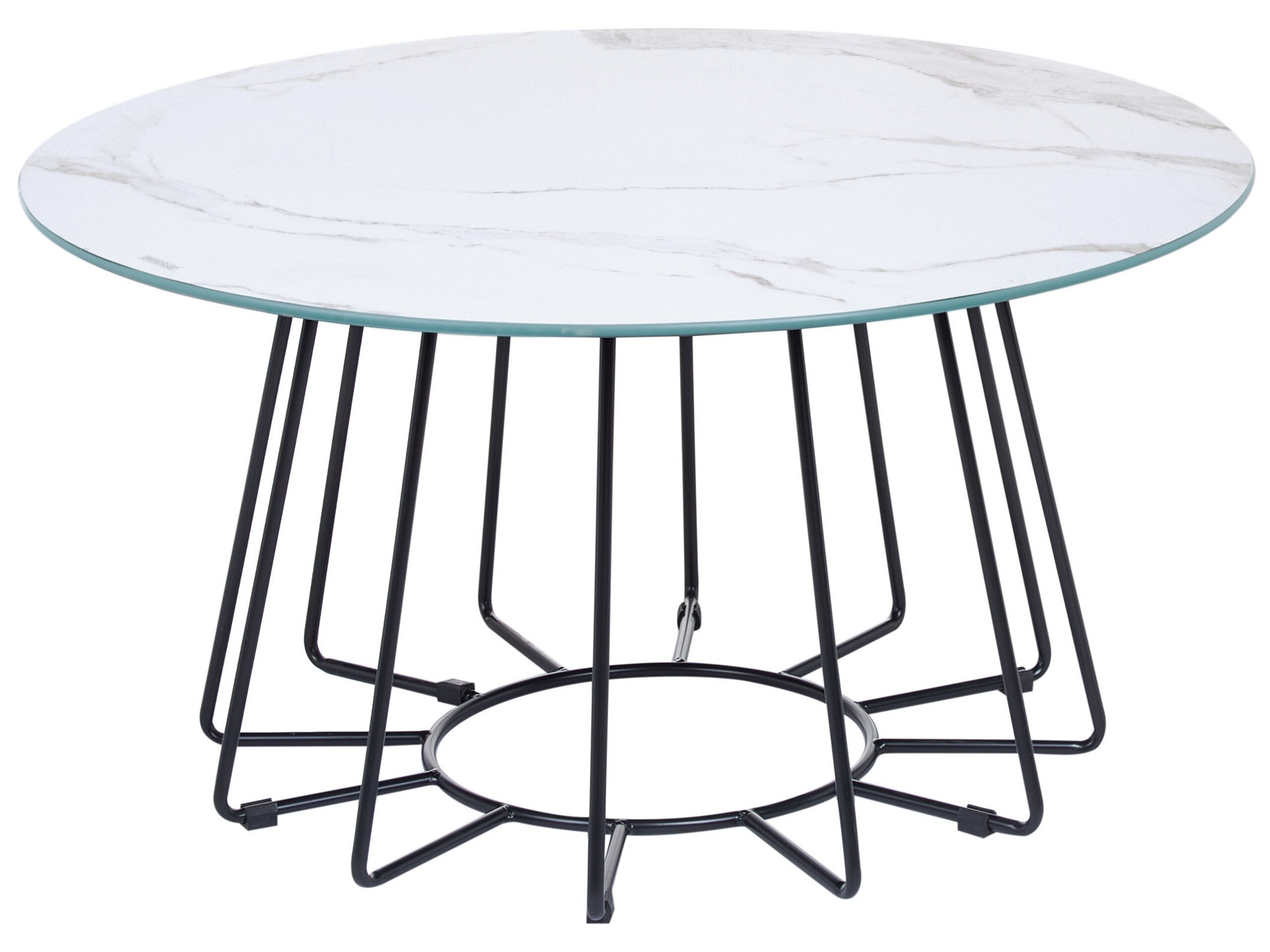 Marble Effect Coffee Table White with Black BERNIE - Gemini Interiors