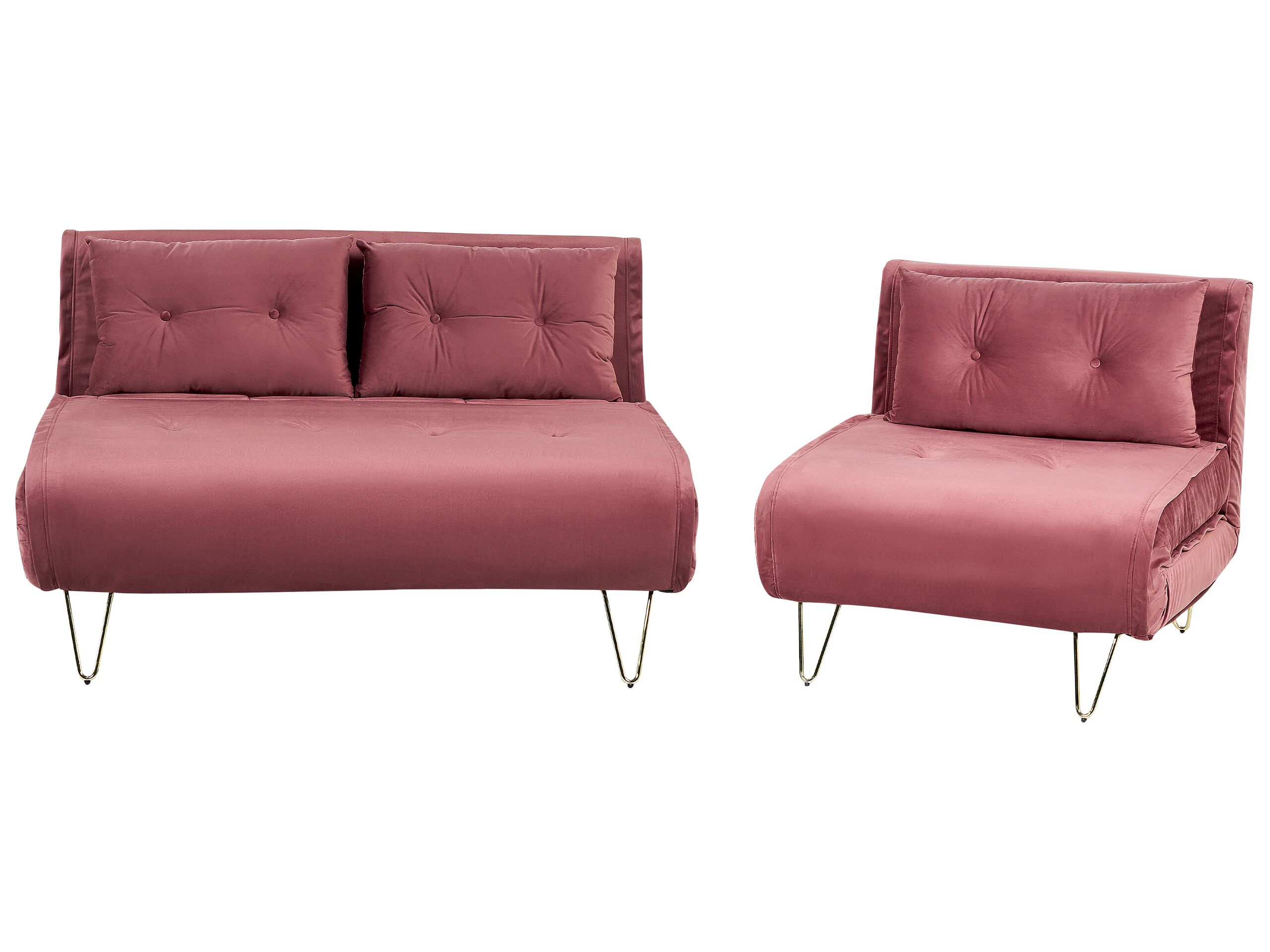 Velvet Sofa Set Pink VESTFOLD - Gemini Interiors